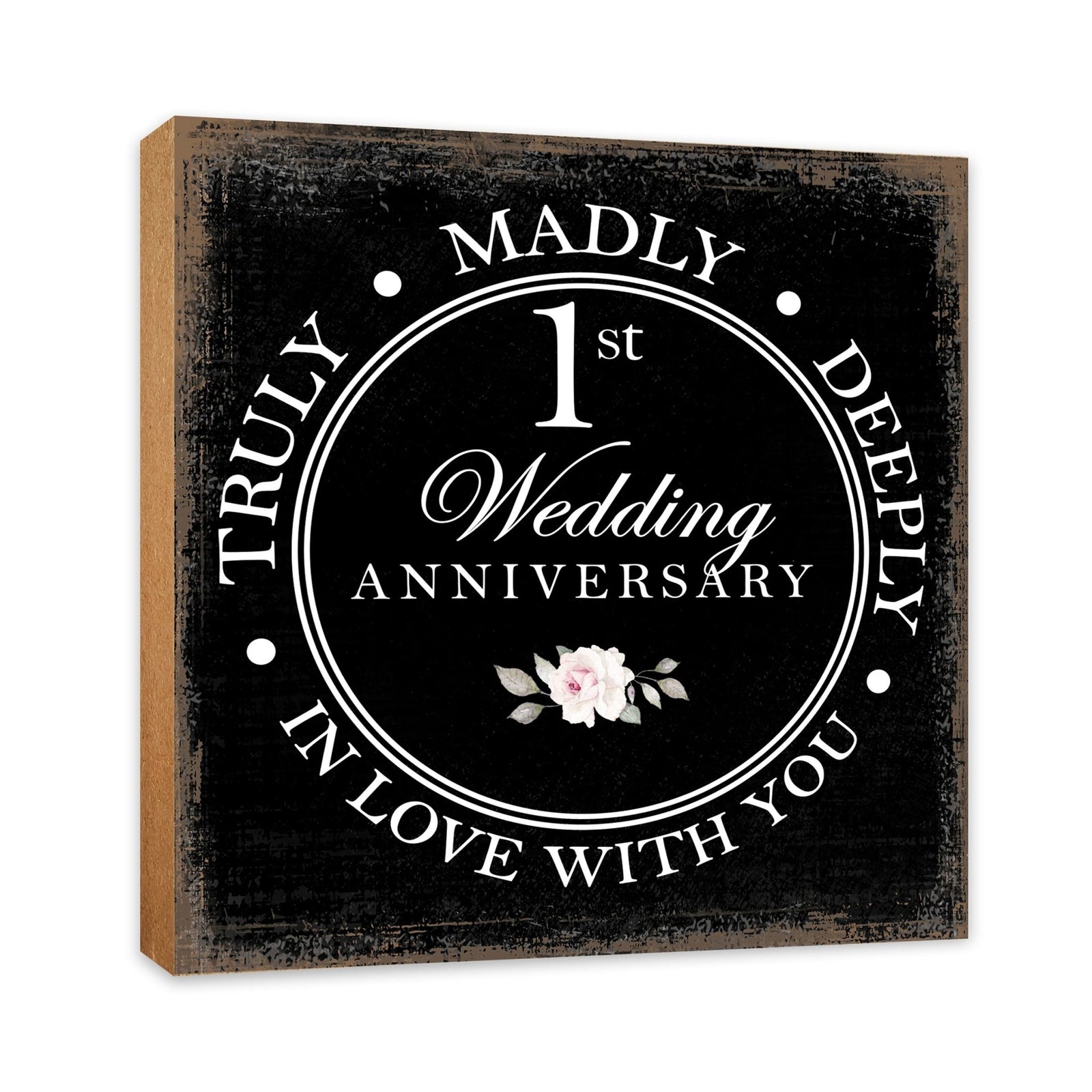 1st Wedding Anniversary Unique Shelf Decor and Tabletop Signs Gift for Couples - In Love With You - LifeSong Milestones