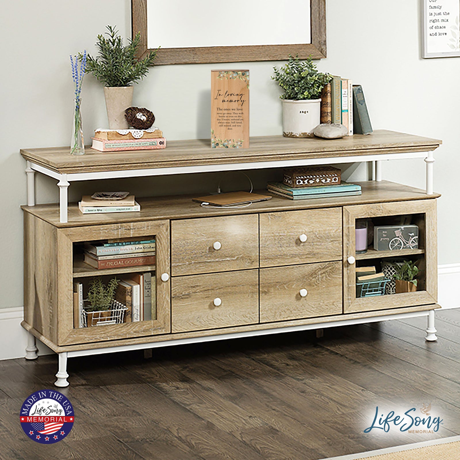 Engraved Wooden Funeral Urn Box for Human Ashes