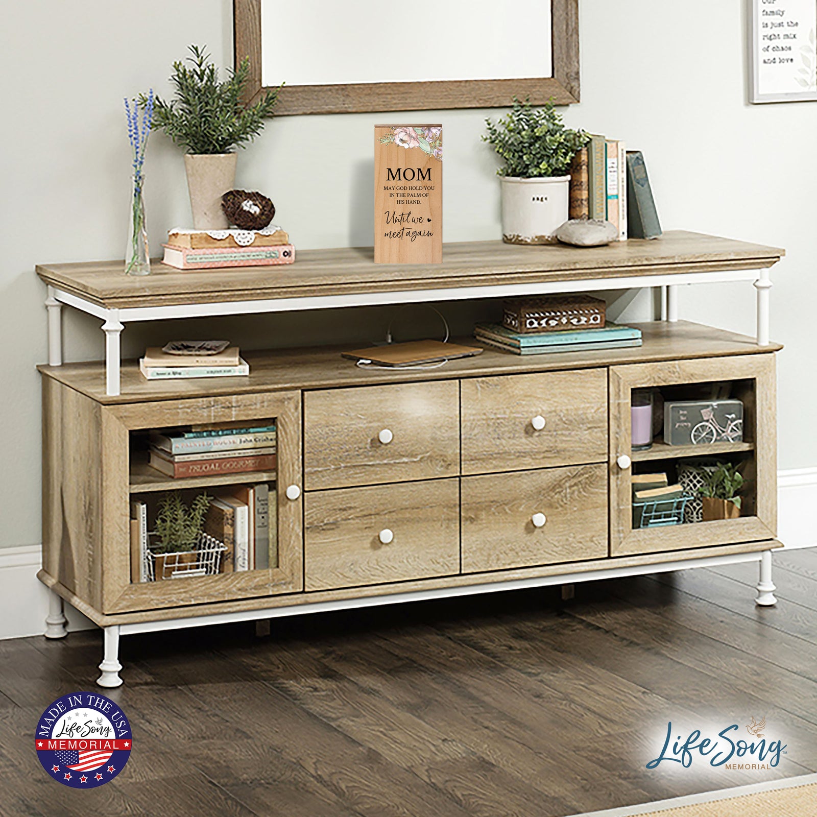 Engraved Wooden Funeral Urn Box for Human Ashes