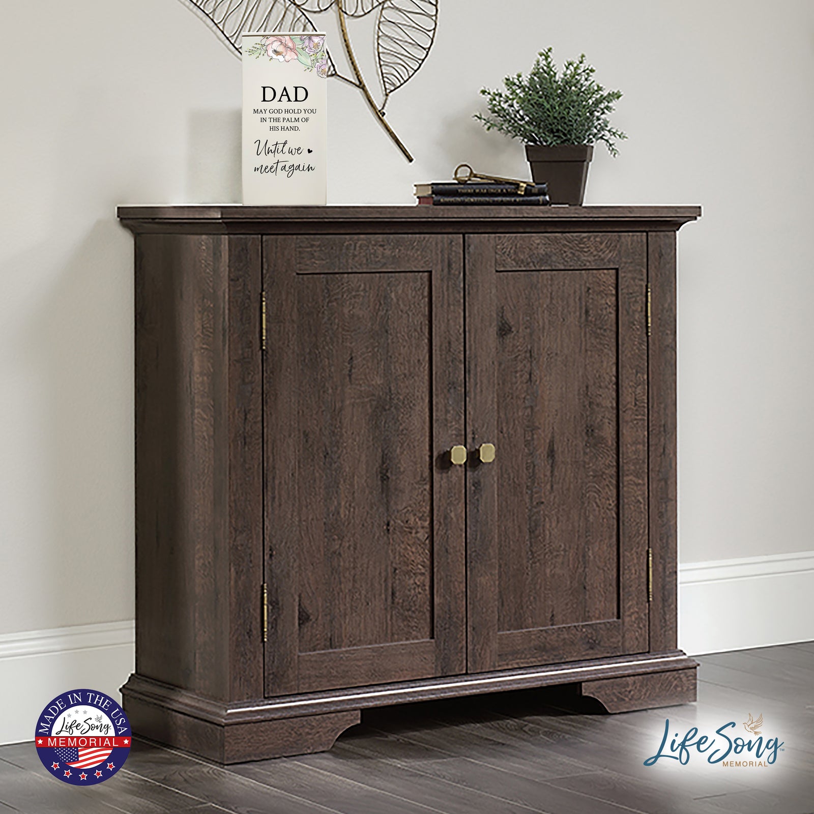 Engraved Wooden Funeral Urn Box for Human Ashes