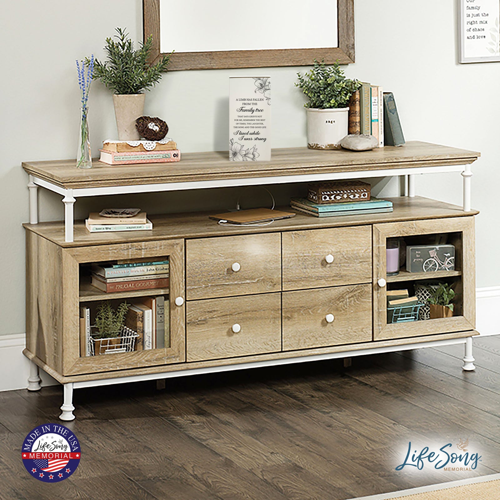 Engraved Wooden Funeral Urn Box for Human Ashes