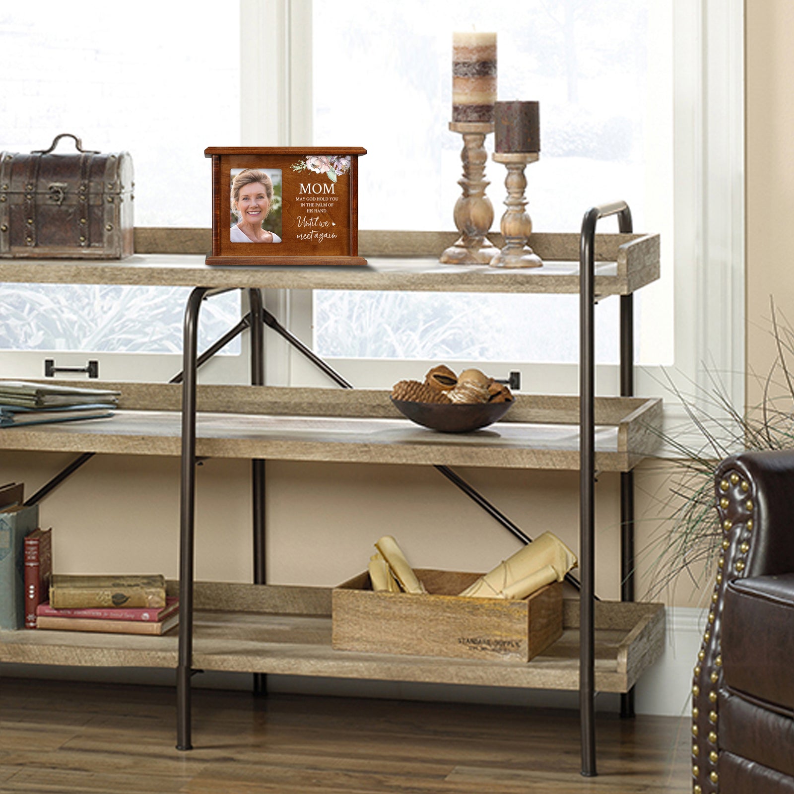 Wooden Memorial Photo Cremation Urn Box for Human Ashes - LifeSong Milestones