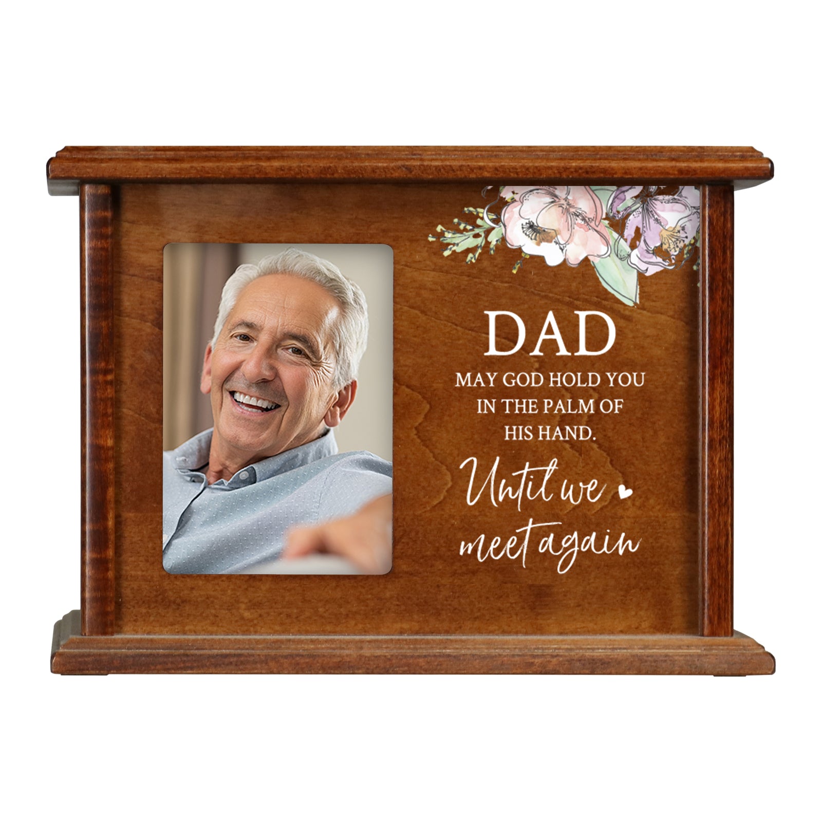 Wooden Memorial Photo Cremation Urn Box for Human Ashes - LifeSong Milestones