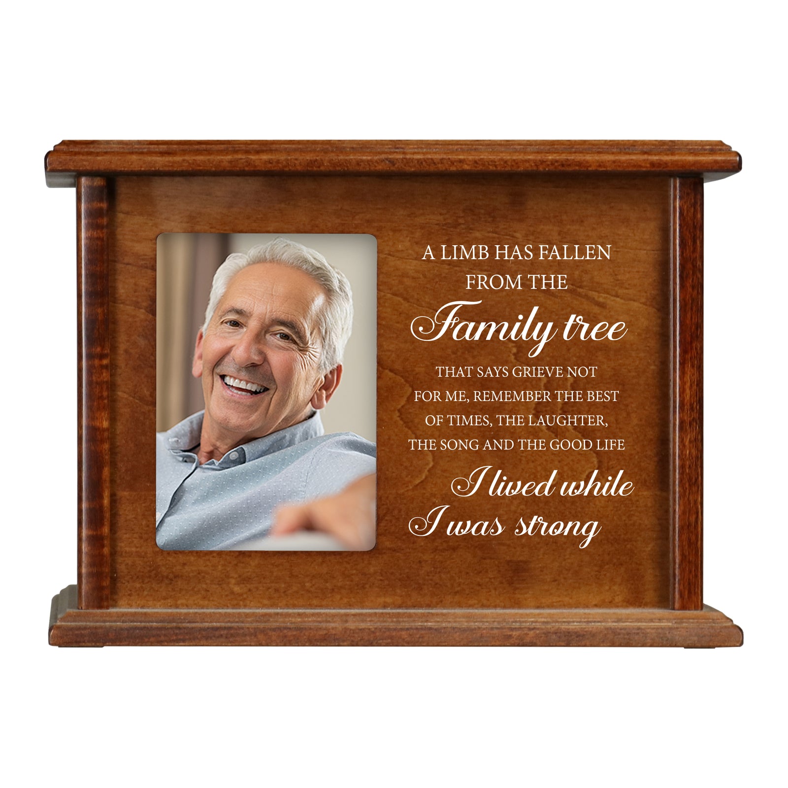 Wooden Memorial Photo Cremation Urn Box for Human Ashes - LifeSong Milestones