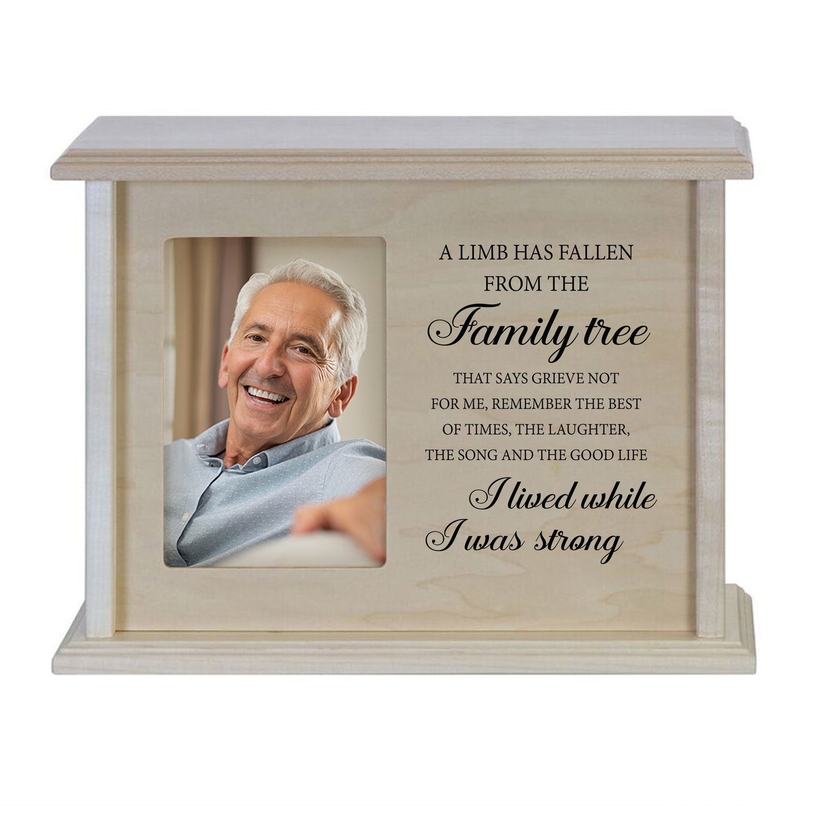 Wooden Memorial Photo Cremation Urn Box for Human Ashes - LifeSong Milestones