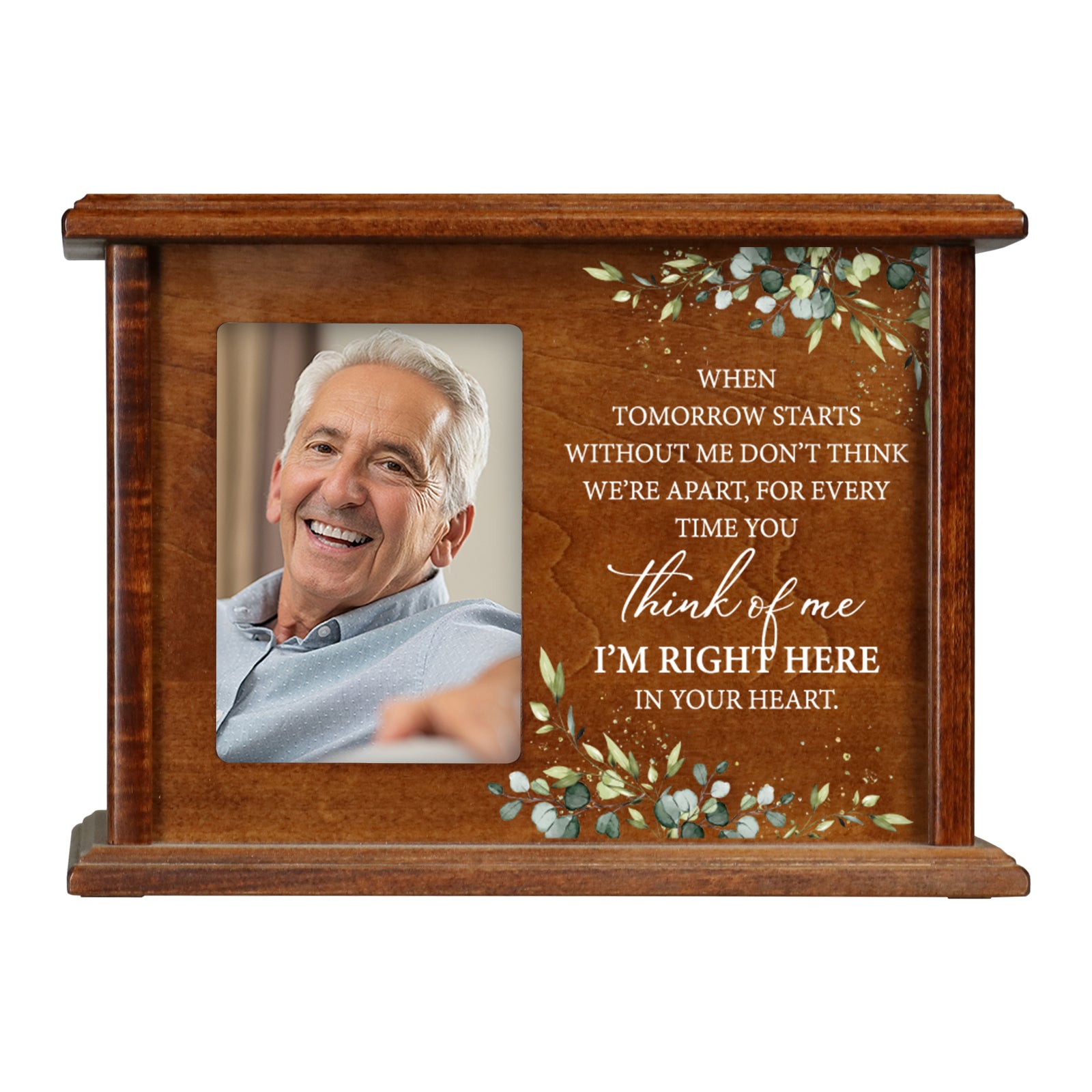 Wooden Memorial Photo Cremation Urn Box for Human Ashes - LifeSong Milestones
