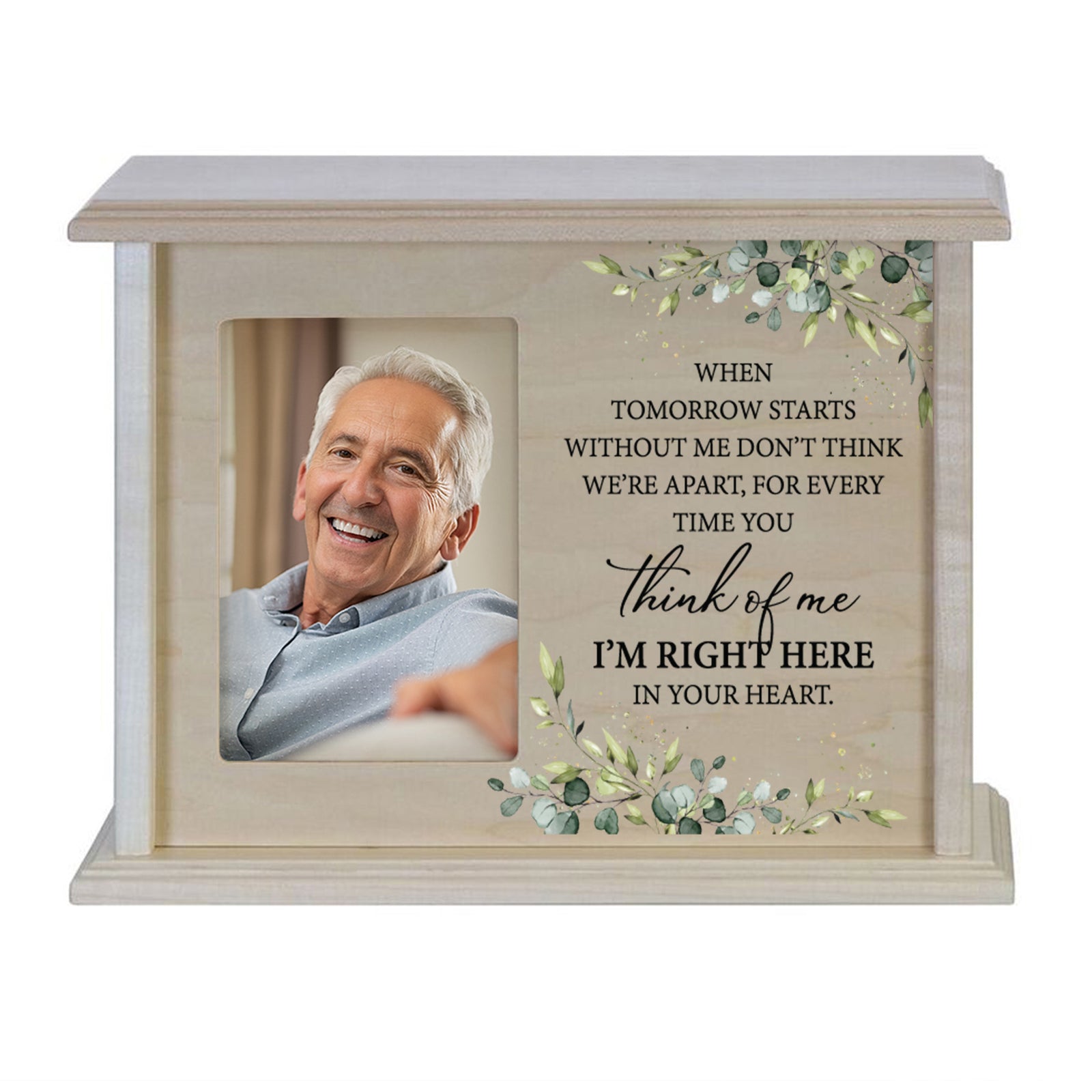 Wooden Memorial Photo Cremation Urn Box for Human Ashes - LifeSong Milestones