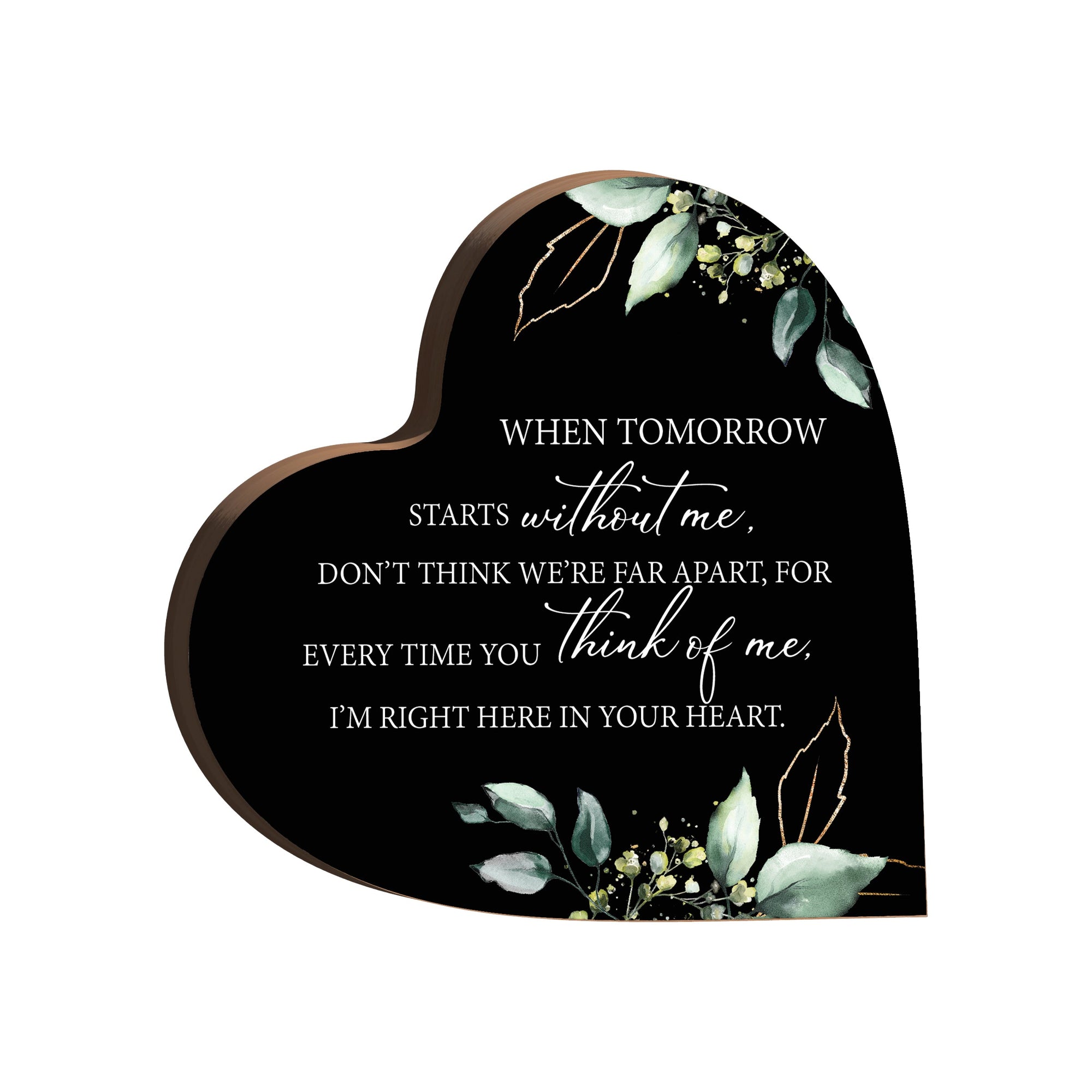 Elegant memorial decorations - Wooden heart block sign to commemorate loved ones.
