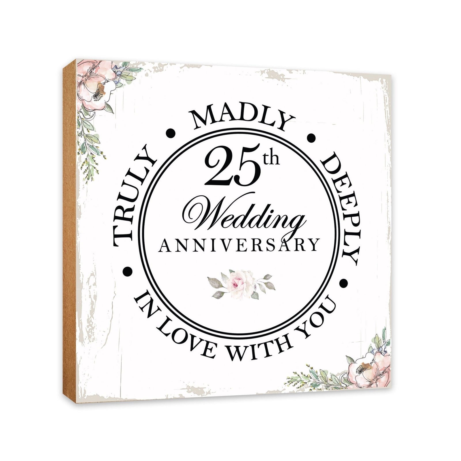 25th Wedding Anniversary Unique Shelf Decor and Tabletop Signs Gift for Couples - In Love With You - LifeSong Milestones