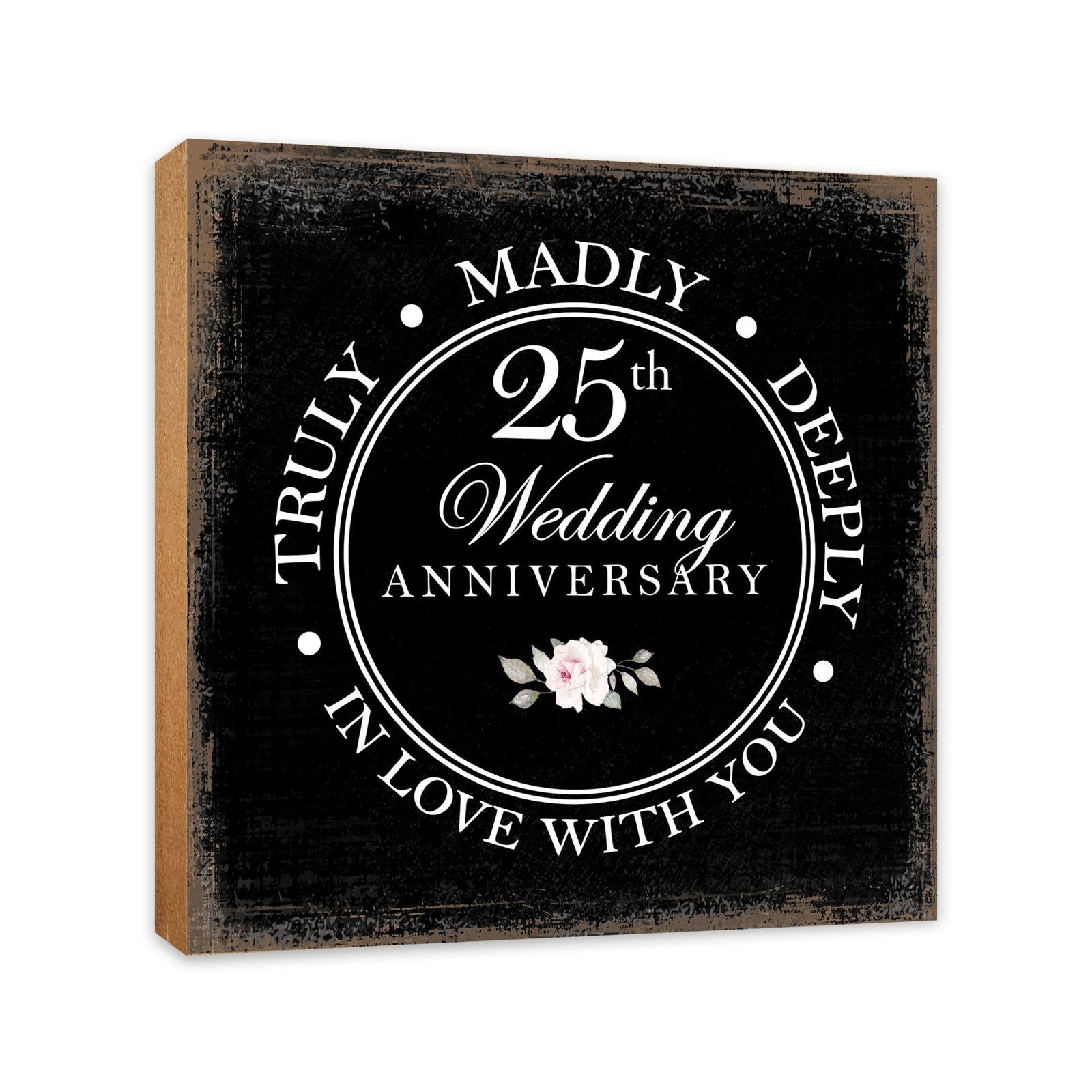 25th Wedding Anniversary Unique Shelf Decor and Tabletop Signs Gift for Couples - In Love With You - LifeSong Milestones