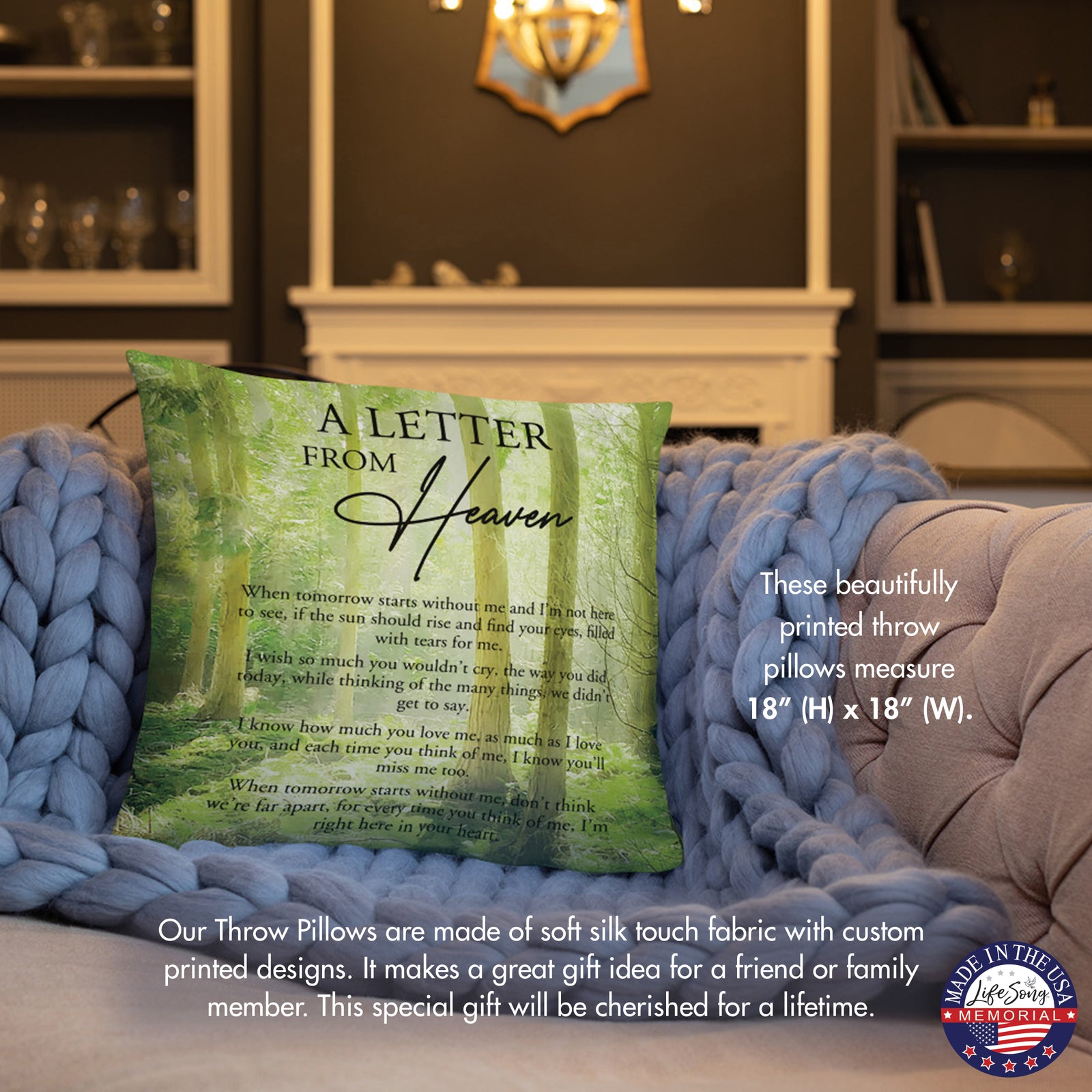 A Memorial Sympathy Throw Pillow, a thoughtful bereavement gift.