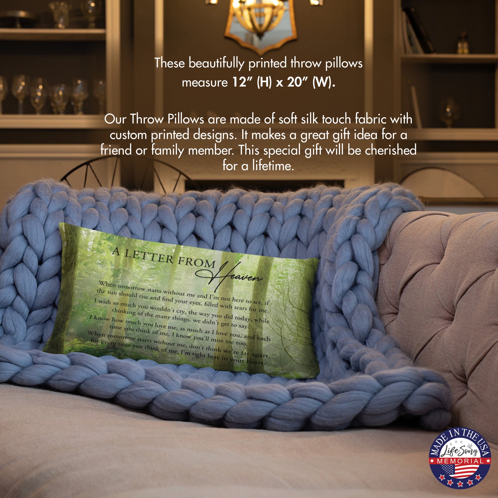 A Memorial Sympathy Throw Pillow, a thoughtful bereavement gift.