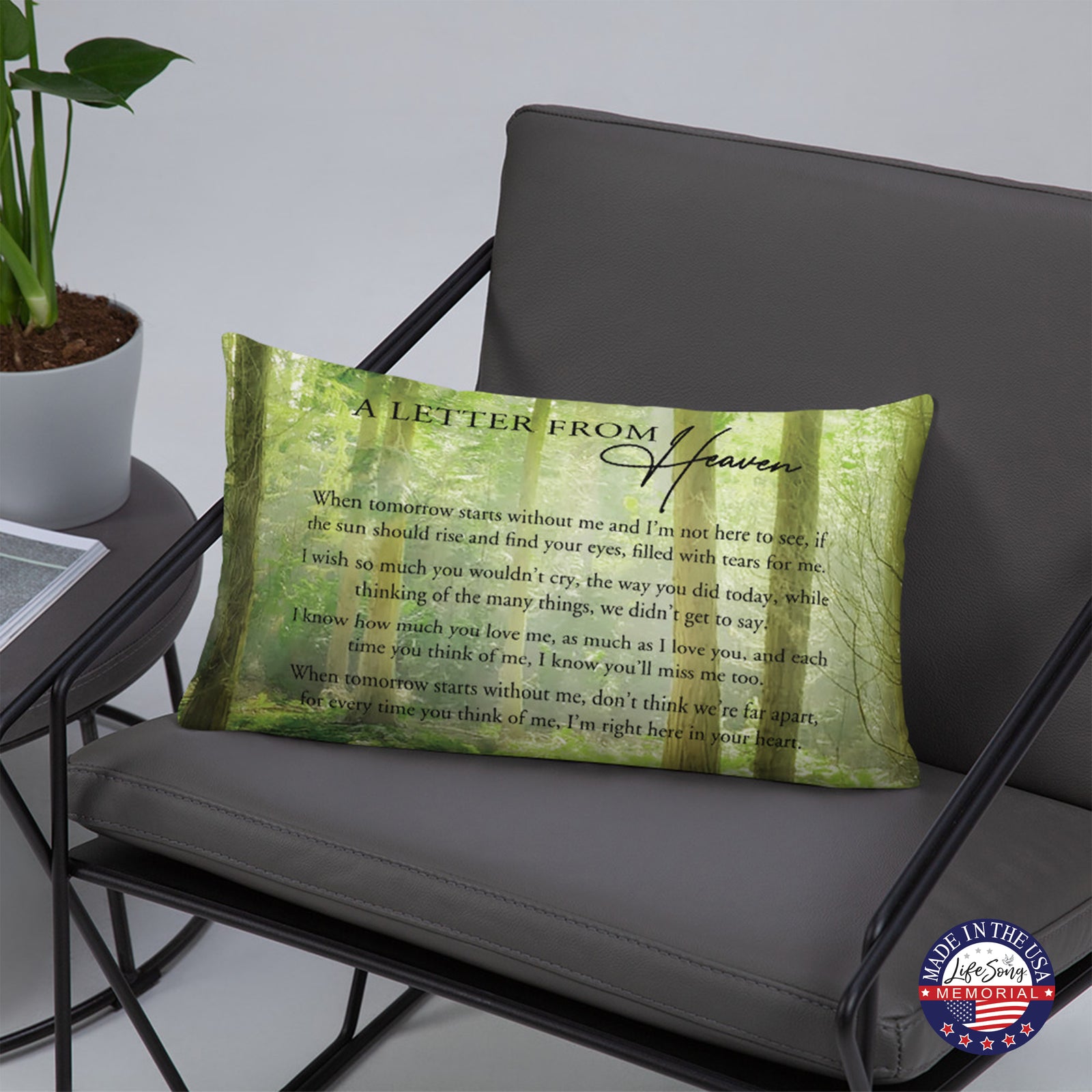 A beautiful bereavement pillow, designed for both comfort and remembrance, it's an ideal memorial home decor piece.