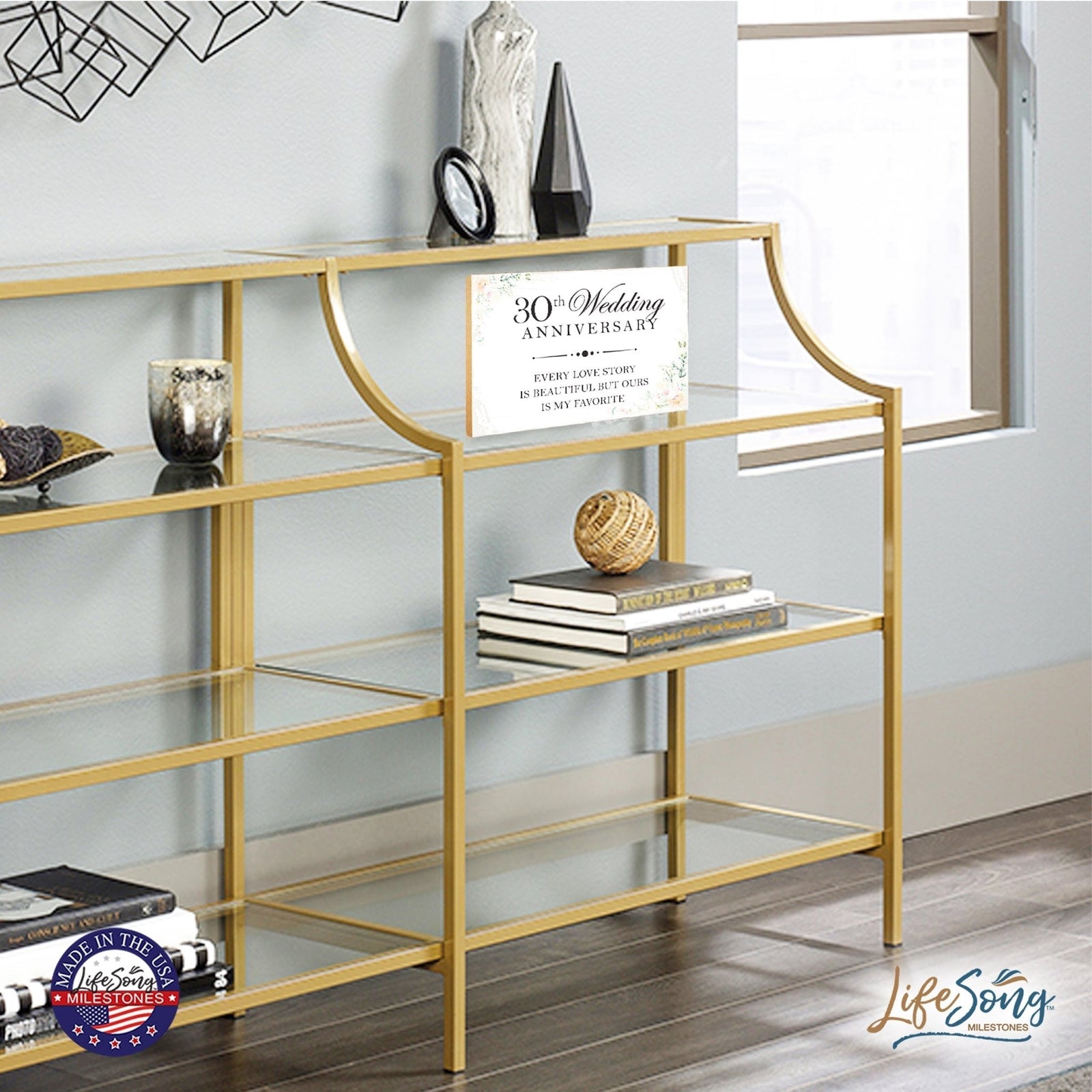 30th Wedding Anniversary Unique Shelf Decor and Tabletop Signs Gift for Couples - Every Love Story - LifeSong Milestones