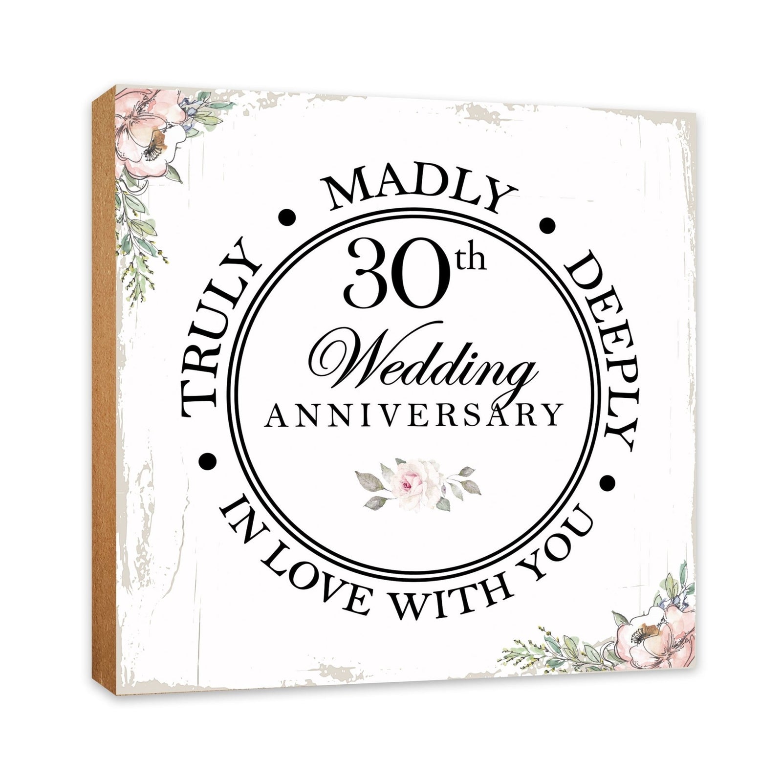 30th Wedding Anniversary Unique Shelf Decor and Tabletop Signs Gift for Couples - In Love With You - LifeSong Milestones