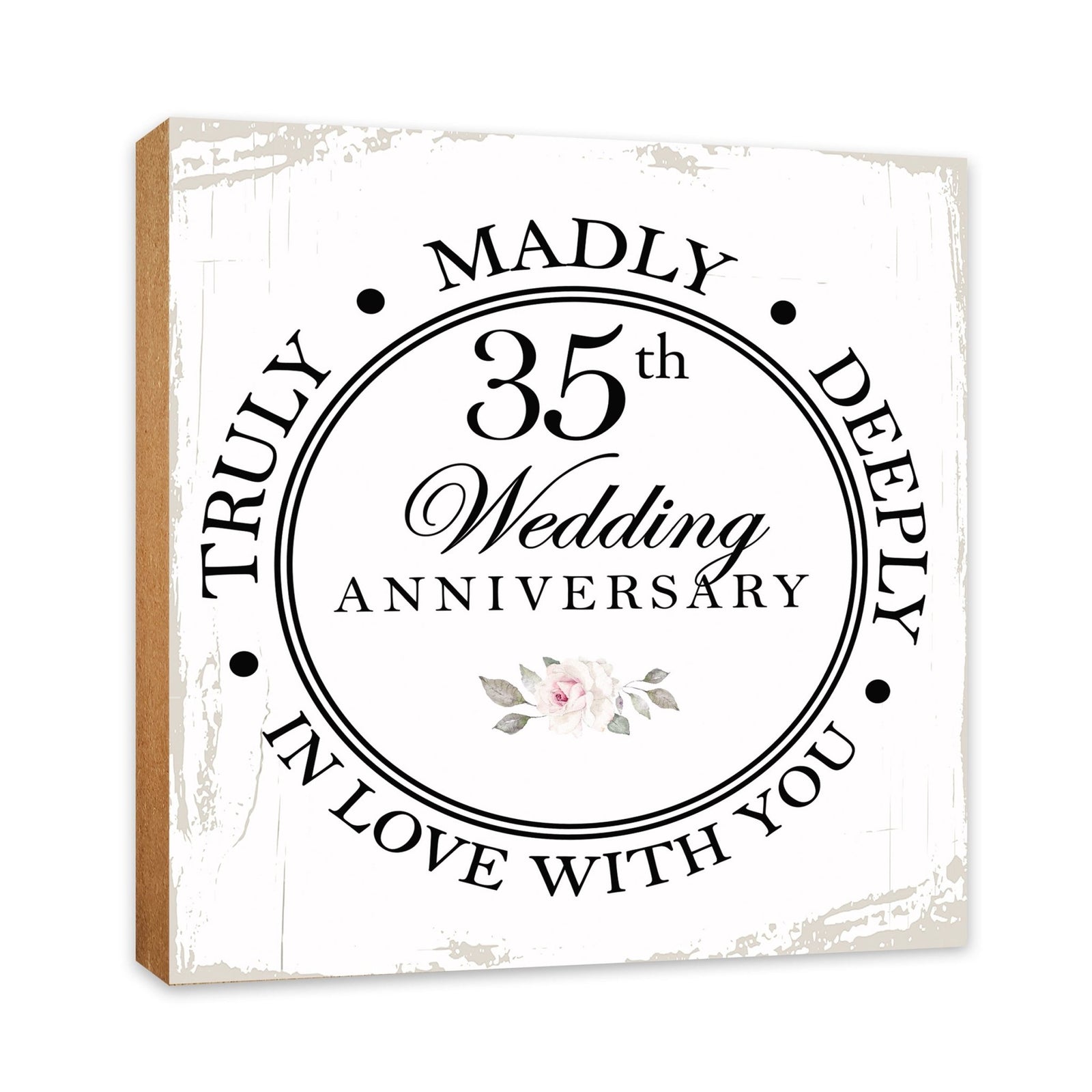 35th Wedding Anniversary Unique Shelf Decor and Tabletop Signs Gift for Couples - In Love With You - LifeSong Milestones