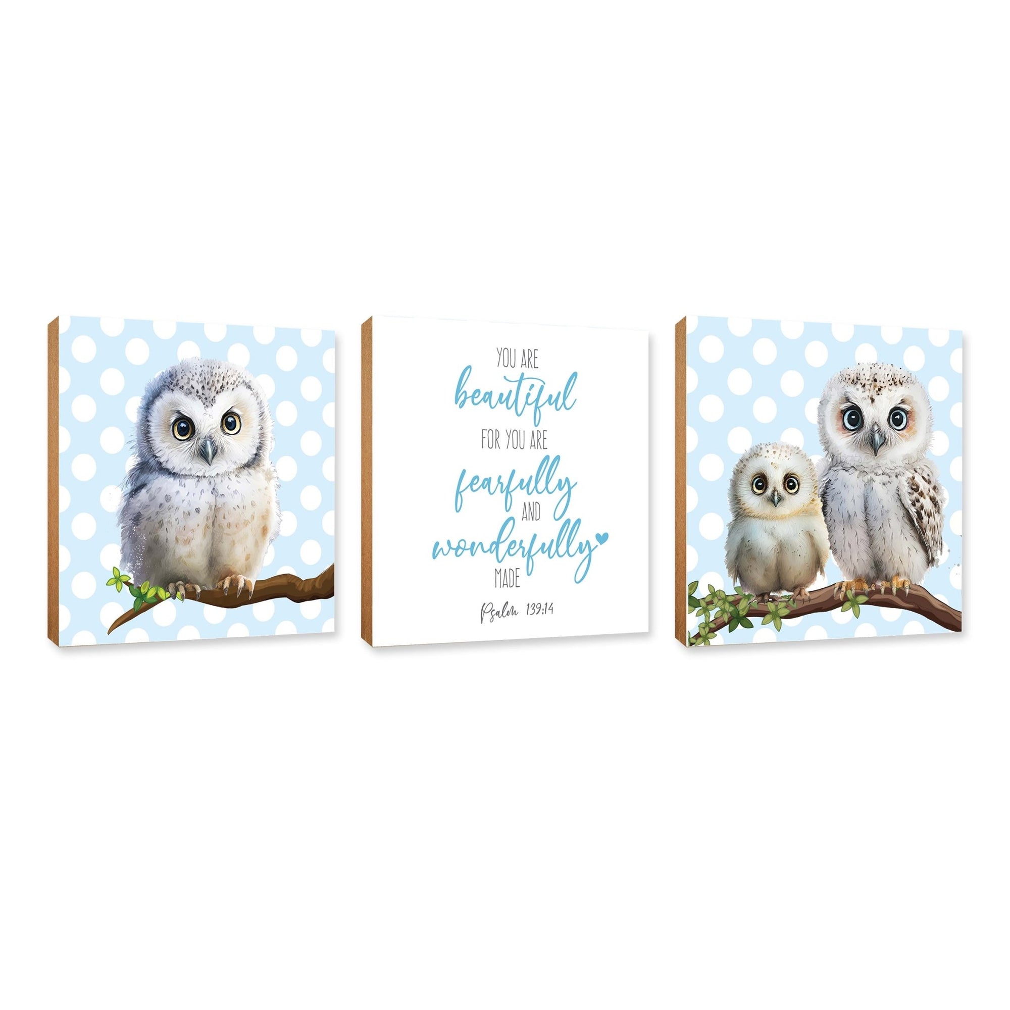 3pc Wooden Plaque |Owl Collection Table and Shelf Decor Valentines GIft Ideas - LifeSong Milestones