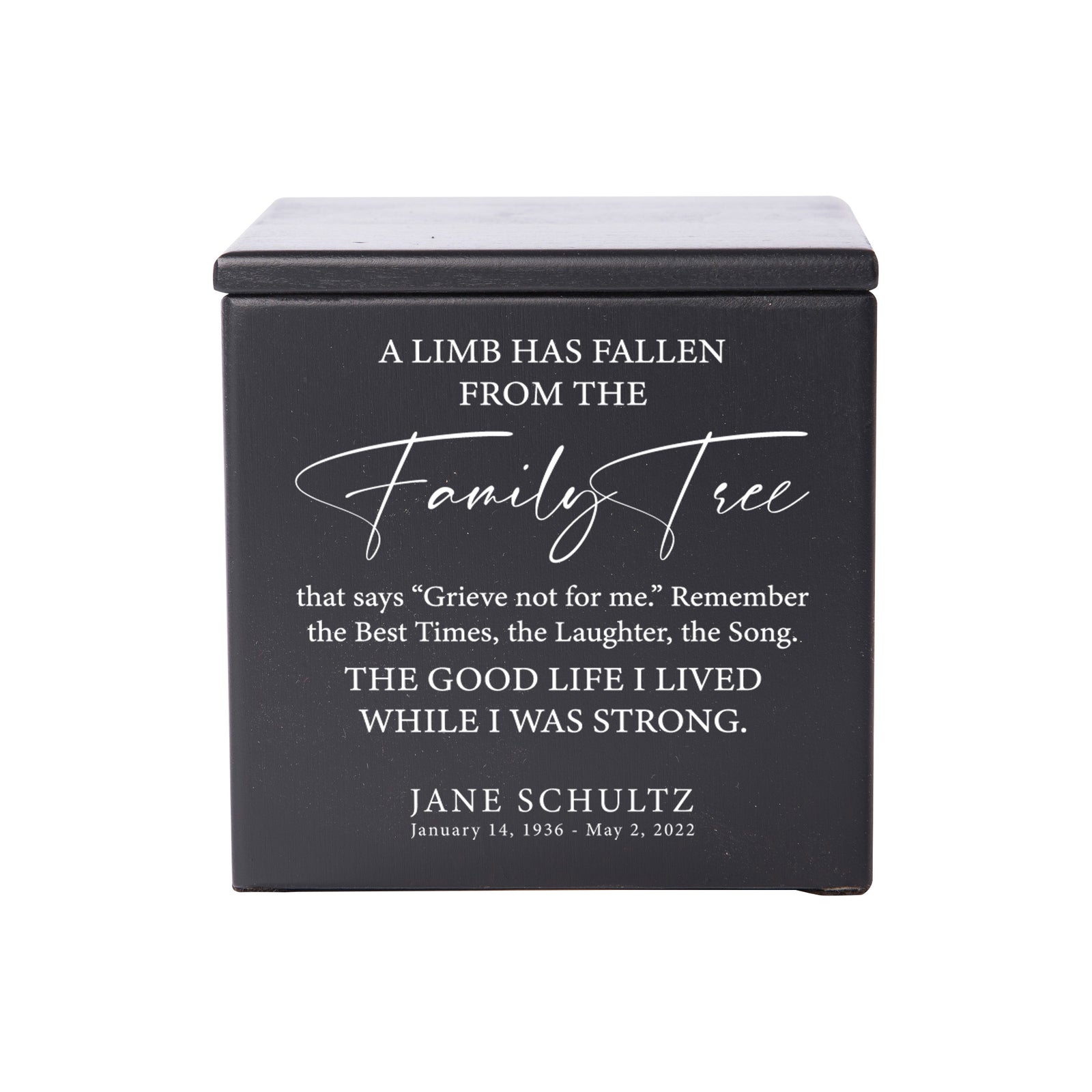 Small Wooden Keepsake Cremation Urn – "A Limb Has Fallen" | 17 Cu In Cherry Wood | USA Made