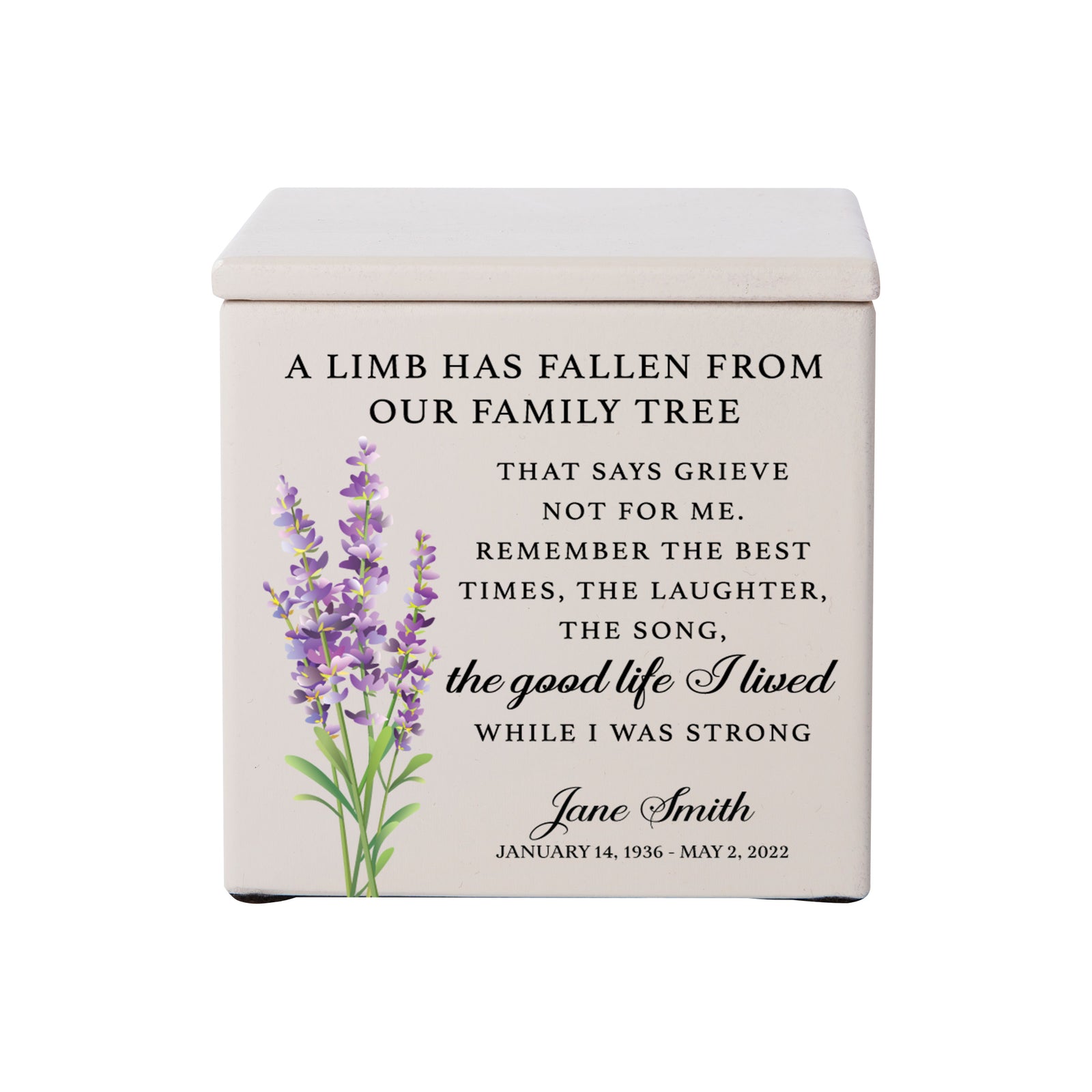 Small Wooden Keepsake Cremation Urn – "A Limb Has Fallen" | 17 Cu In Cherry Wood | USA Made