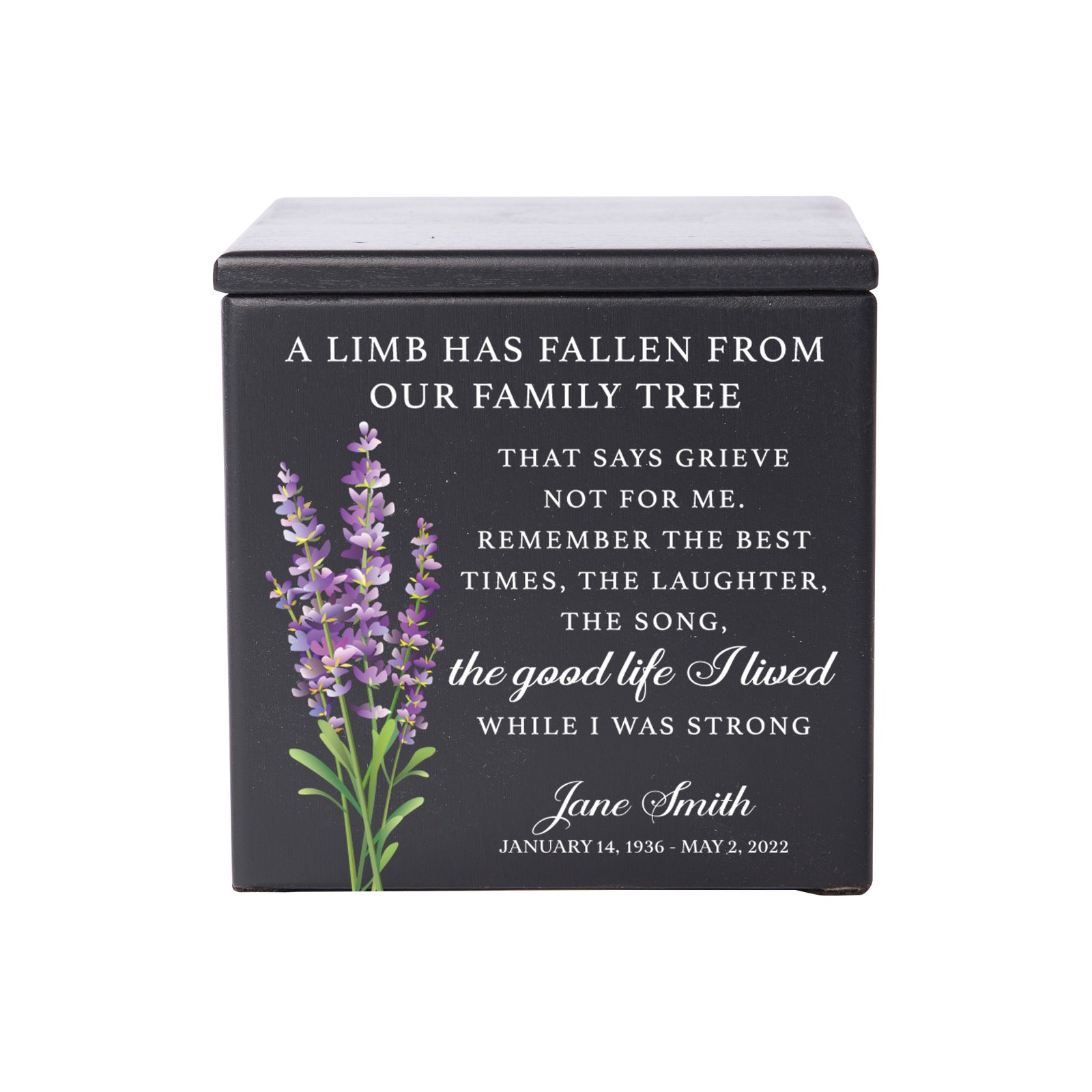Small Wooden Keepsake Cremation Urn – "A Limb Has Fallen" | 17 Cu In Cherry Wood | USA Made