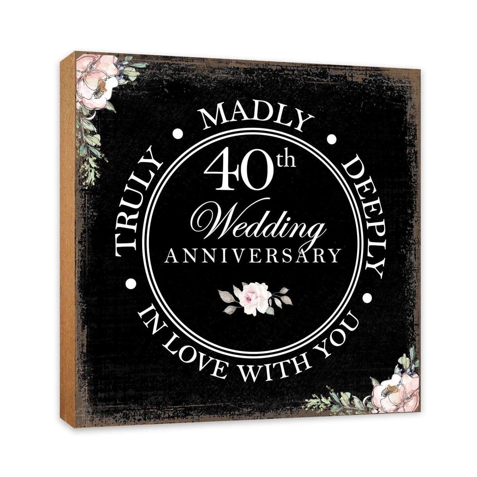 40th Wedding Anniversary Unique Shelf Decor and Tabletop Signs Gift for Couples - In Love With You - LifeSong Milestones