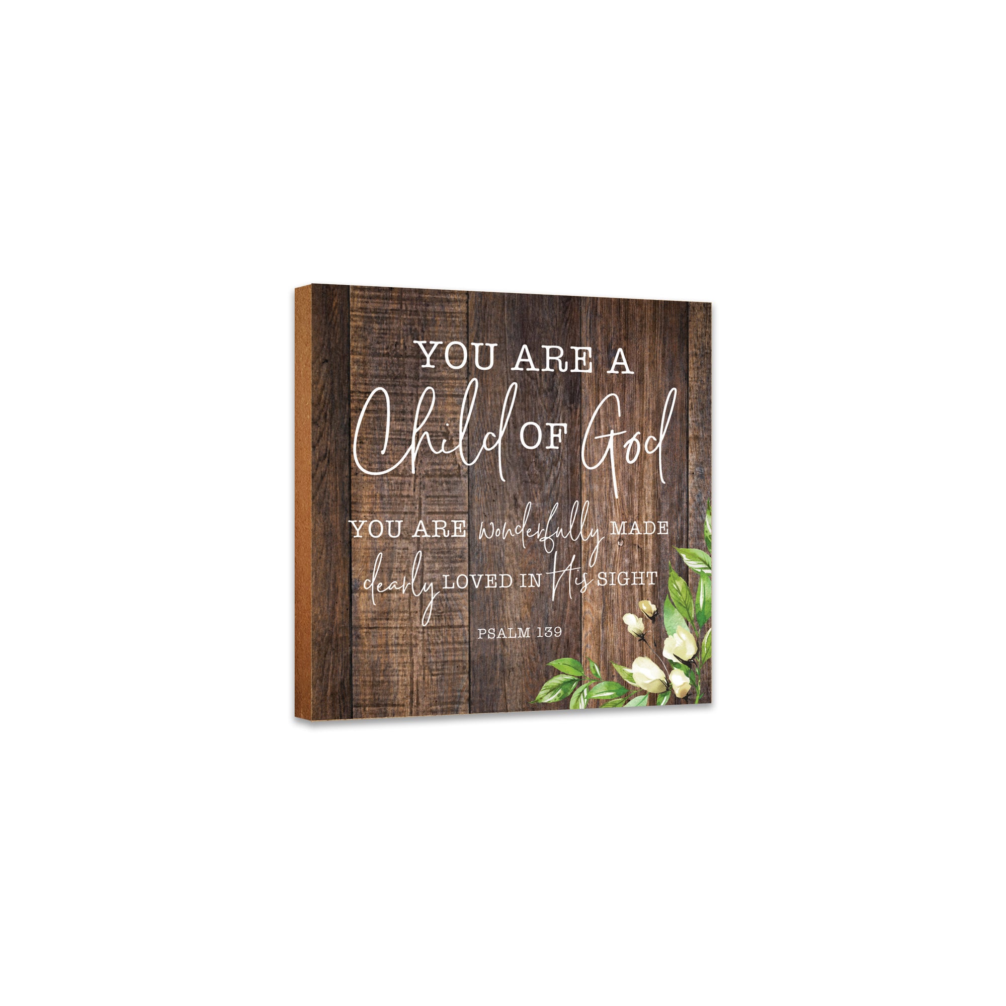 Lifesong Milestones Wooden Shelf Décor and Tabletop Signs for Baby Baptism