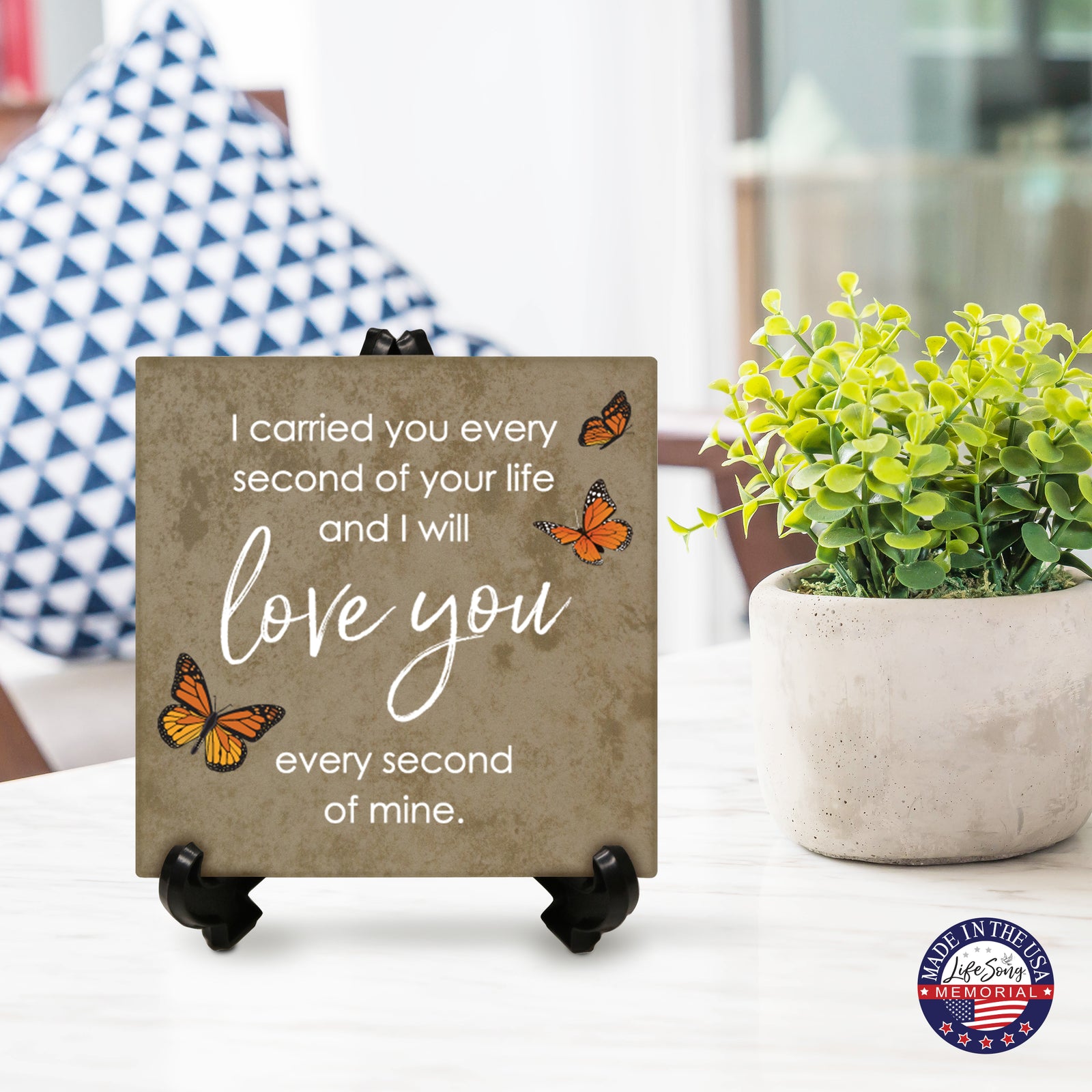 Lifesong Milestones Memorial Ceramic Trivet with Stand for Home Decor