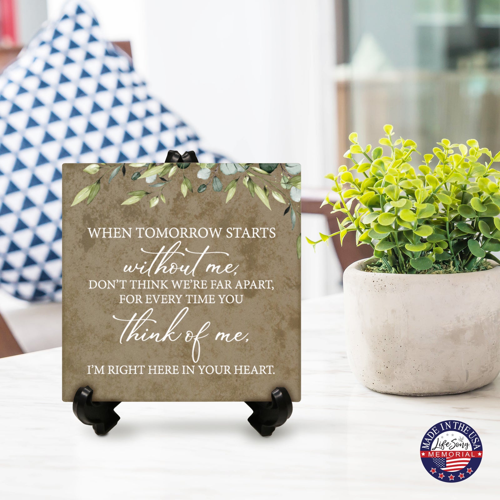 Lifesong Milestones Memorial Ceramic Trivet with Stand for Home Decor