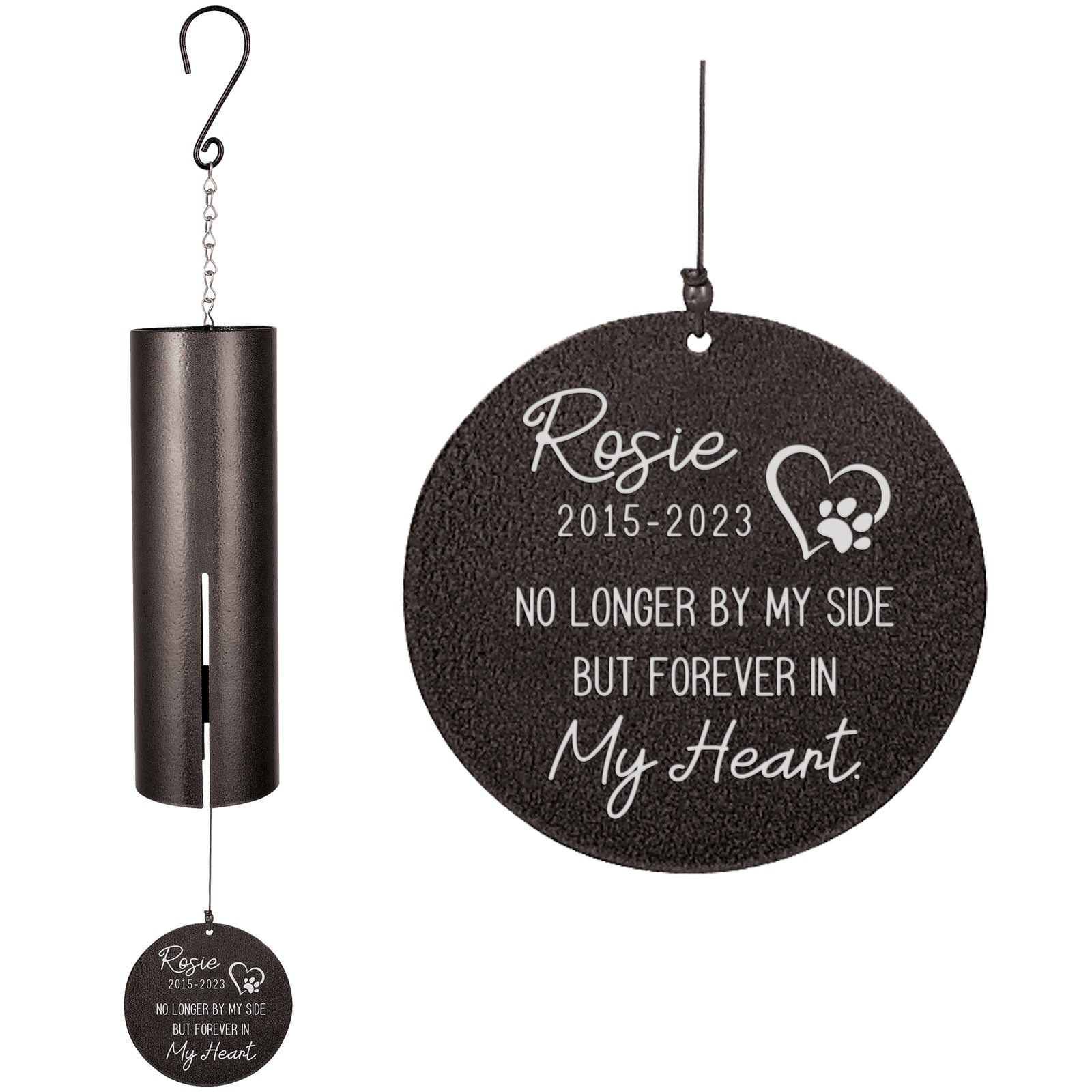 No Longer By My Side Engraved Memorial Wind Chime