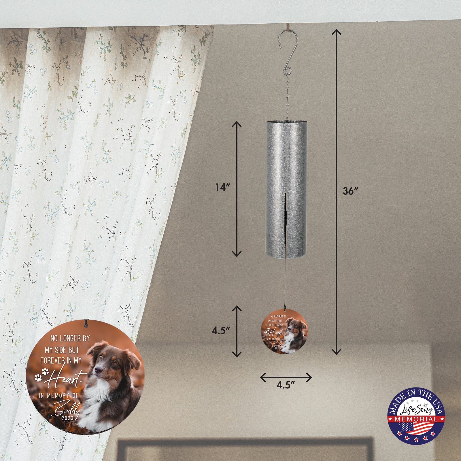 No Longer By My Side Printed Memorial Wind Chime