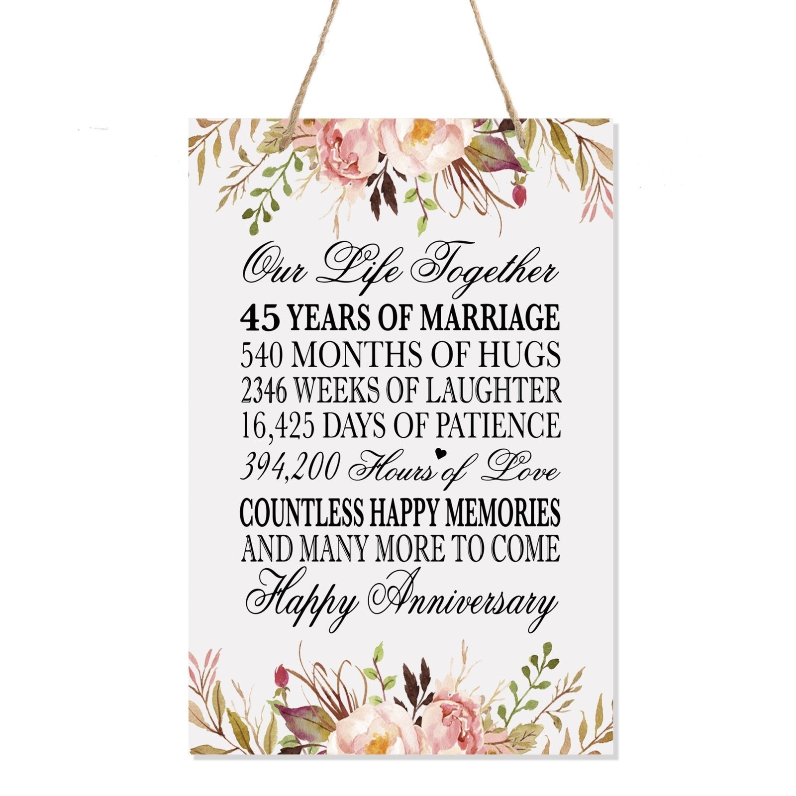 45th Wedding Anniversary Rope Sign - Our Life Together - LifeSong Milestones