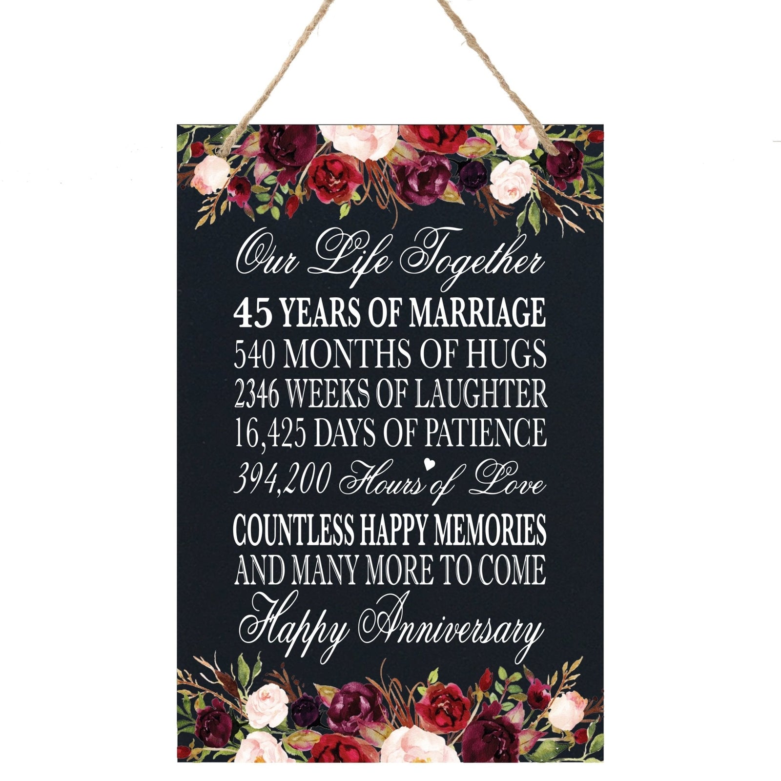 45th Wedding Anniversary Rope Sign - Our Life Together - LifeSong Milestones