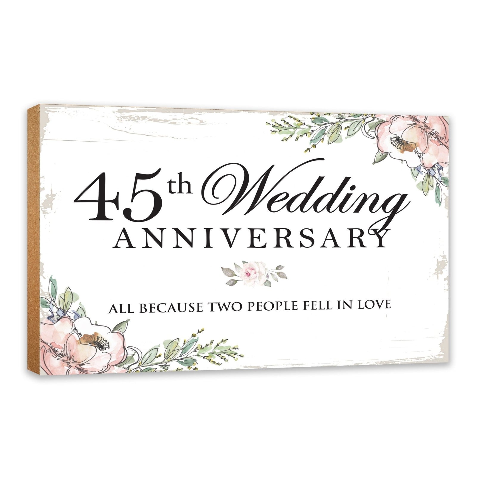 45th Wedding Anniversary Unique Shelf Decor and Tabletop Signs Gift for Couples - Fell In Love - LifeSong Milestones