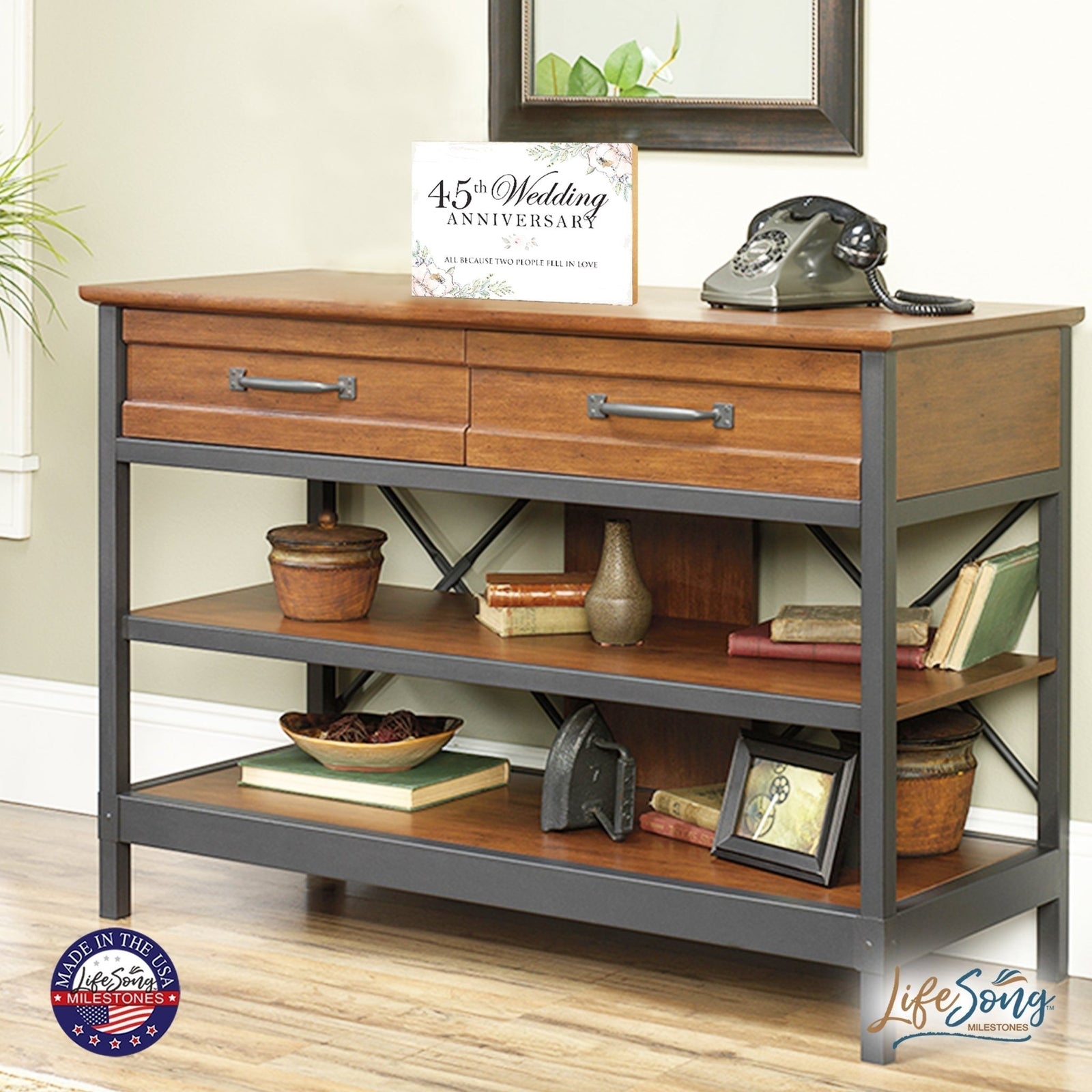 45th Wedding Anniversary Unique Shelf Decor and Tabletop Signs Gift for Couples - Fell In Love - LifeSong Milestones