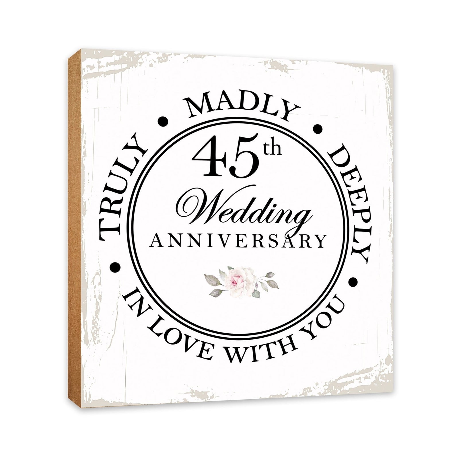 45th Wedding Anniversary Unique Shelf Decor and Tabletop Signs Gift for Couples - In Love With You - LifeSong Milestones