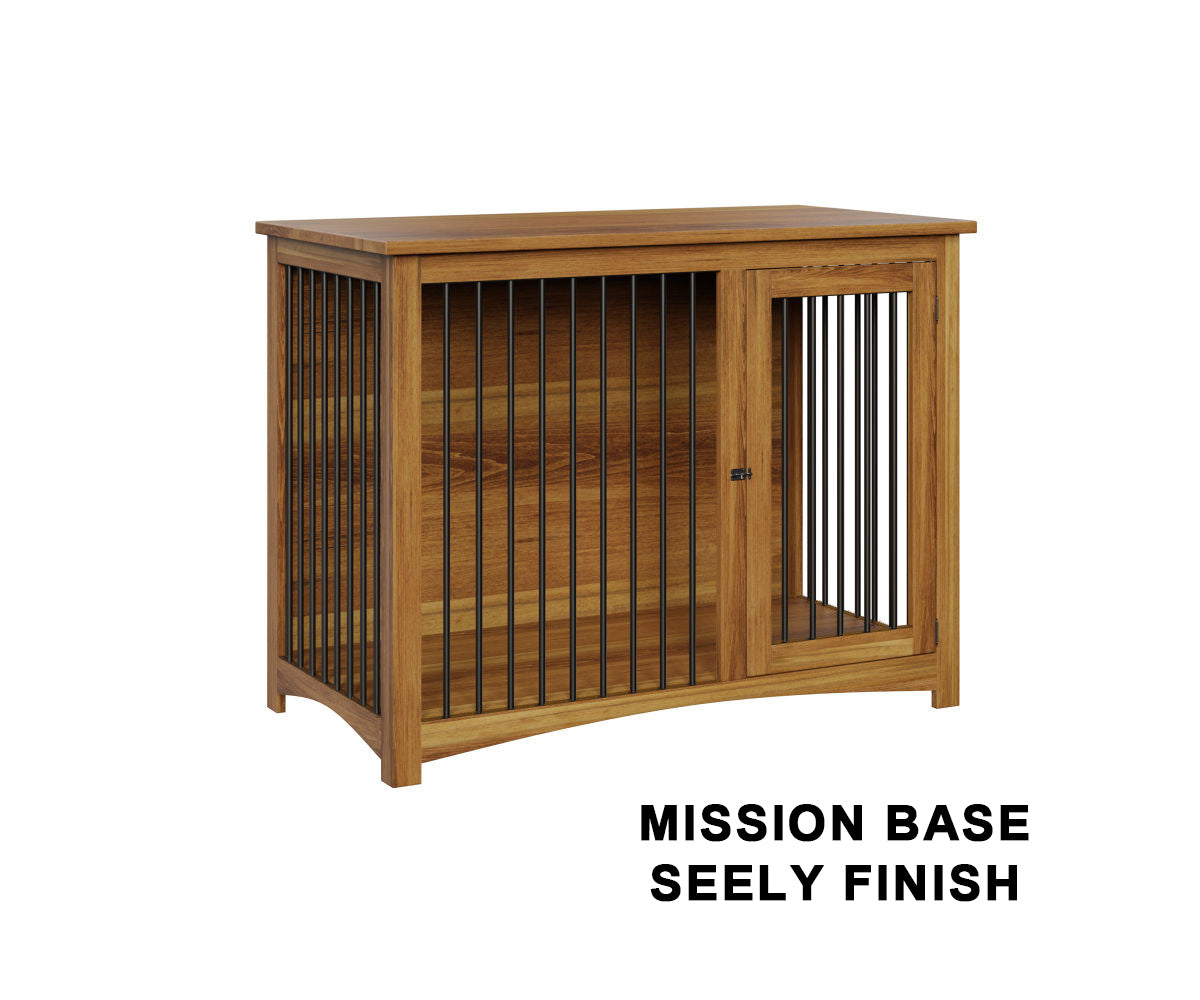 Mission style wooden dog crate in Seely finish - furniture quality pet kennel
