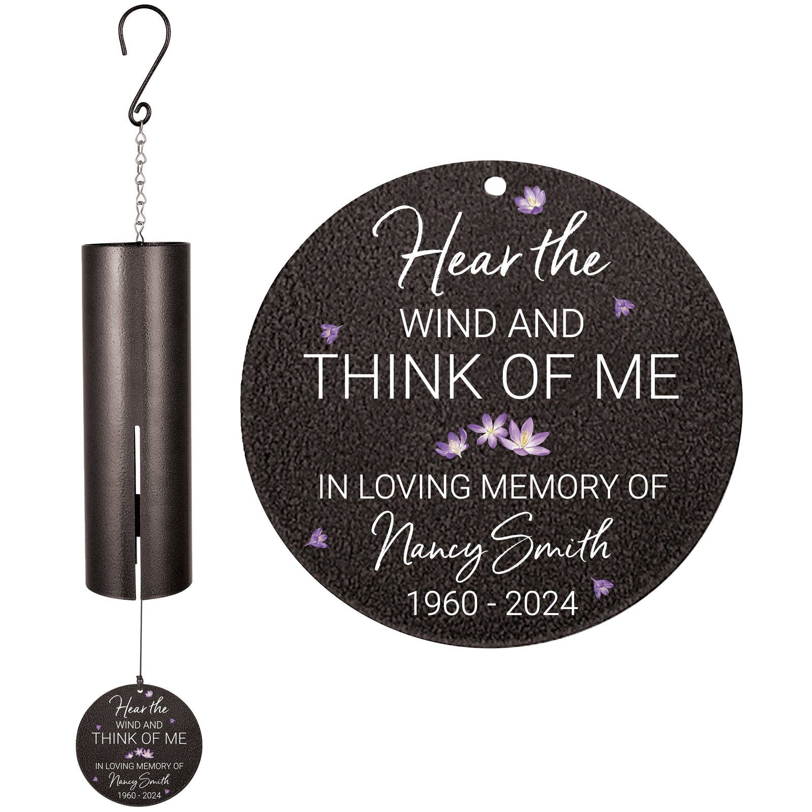 Personalized Memorial Wind Chime - Hear the Wind and Think of Me, 36"