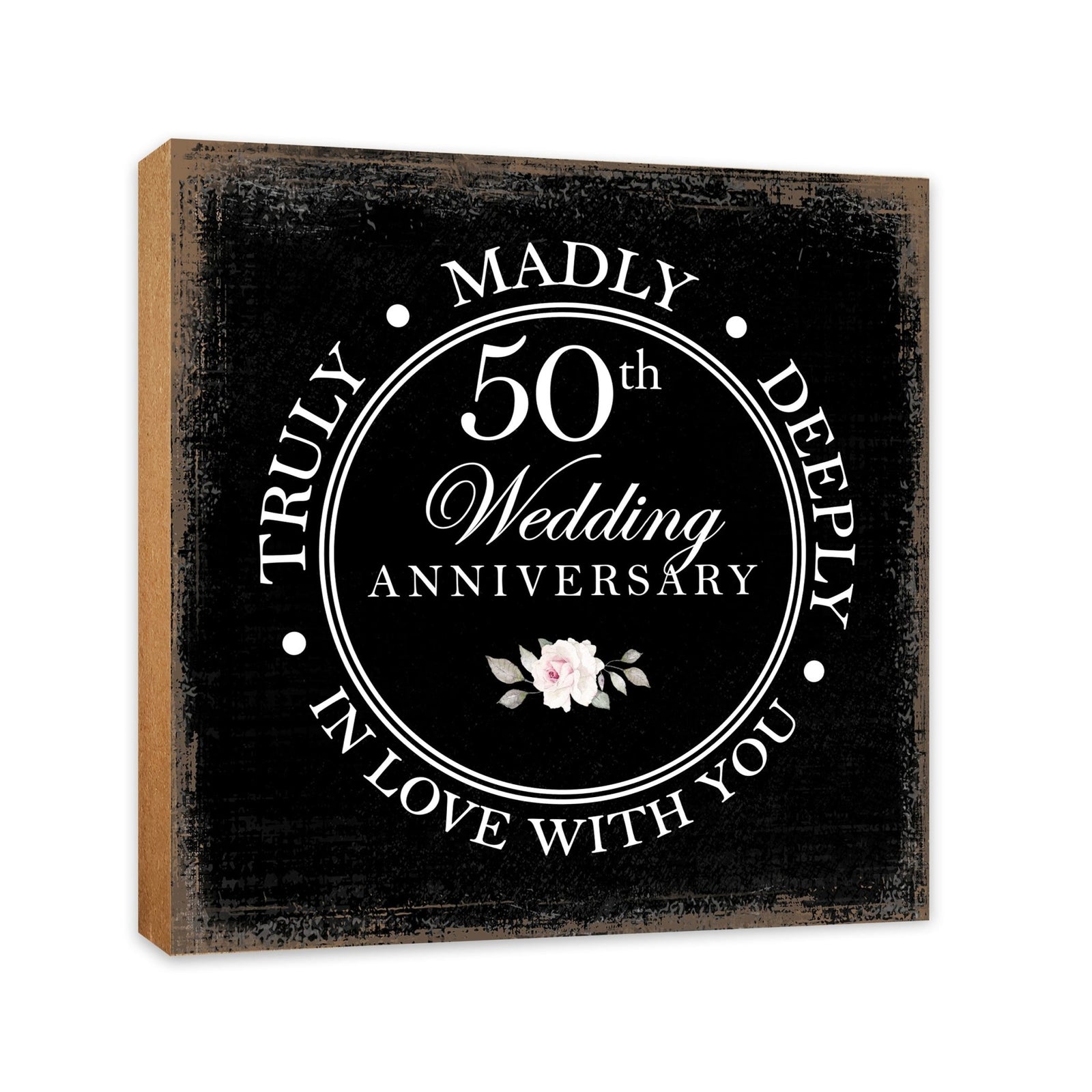 50th Wedding Anniversary Unique Shelf Decor and Tabletop Signs Gift for Couples - In Love With You - LifeSong Milestones