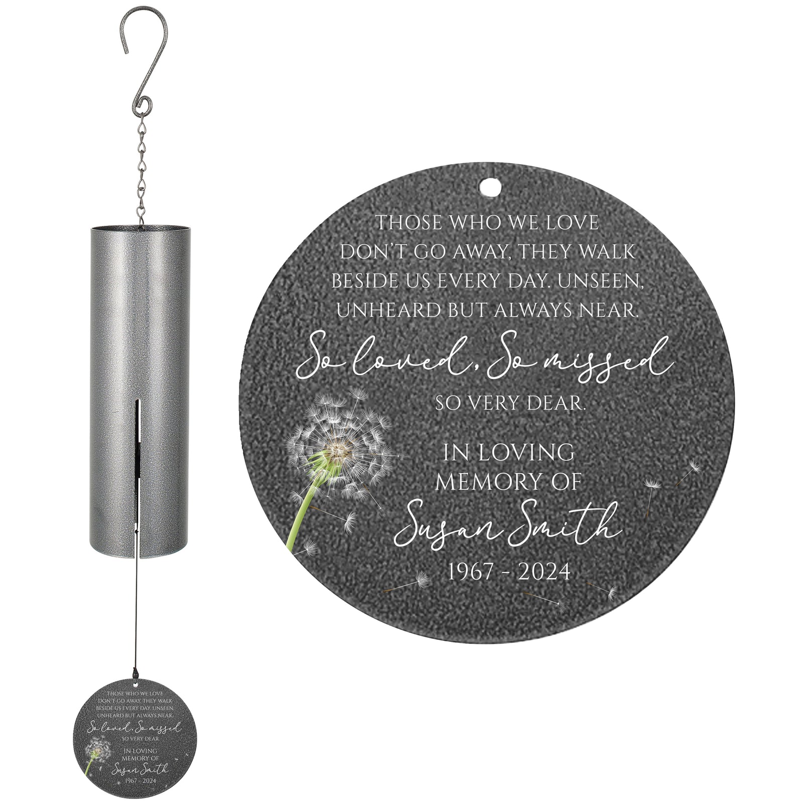 Personalized Memorial Wind Chime - Those We Love Don't Go Away, So Loved So Missed, 36"
