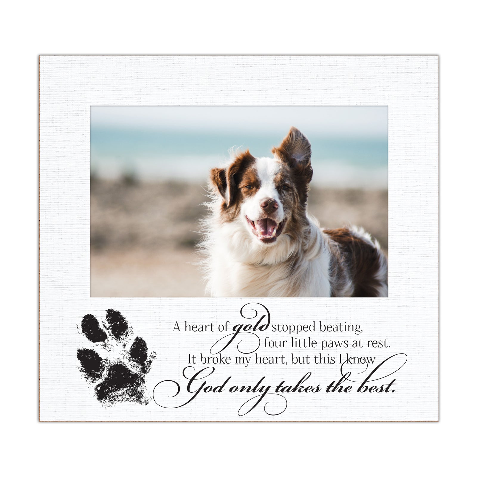 Pet Memorial Photo Frame with Paw Print, 6.875" x 7.5"