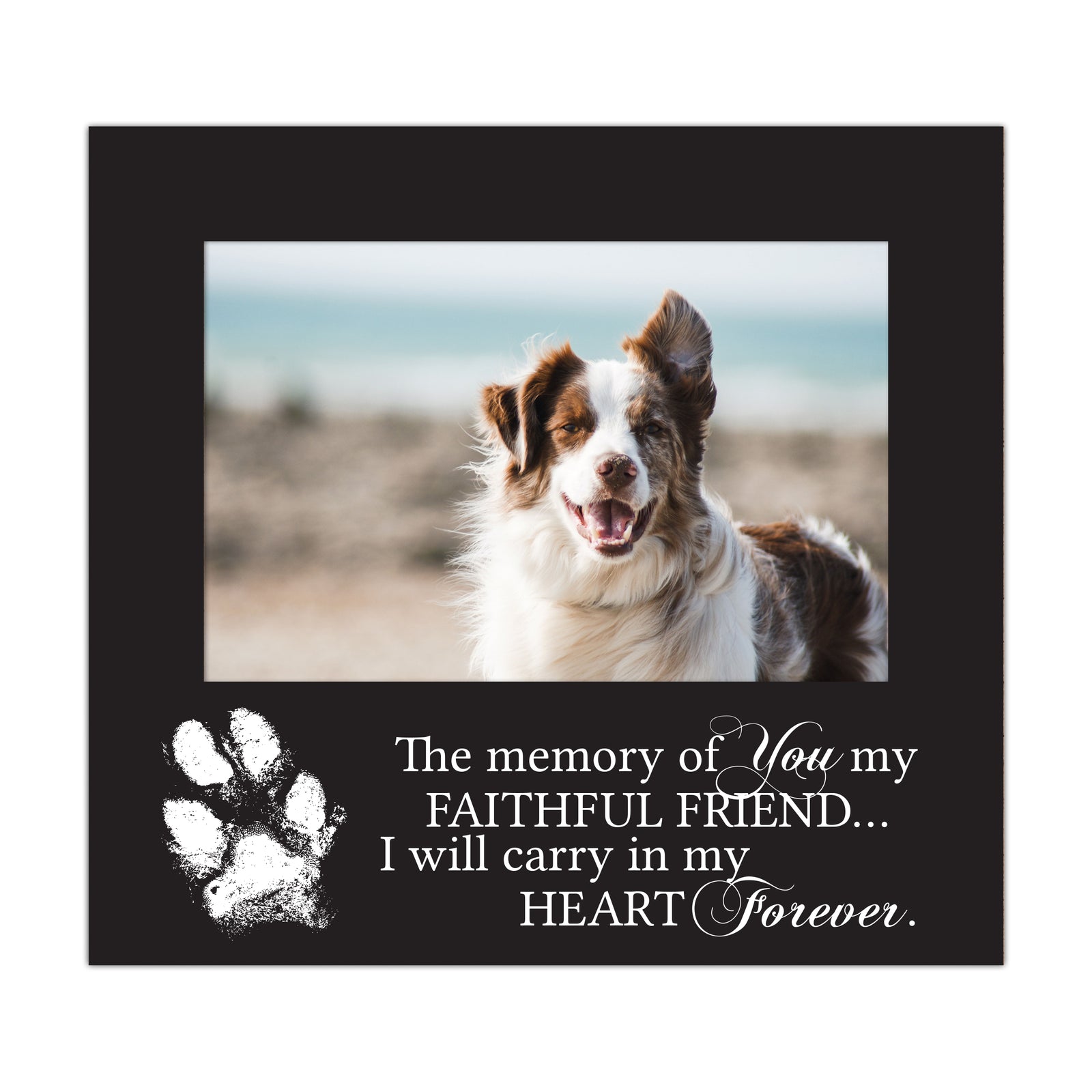 Pet Memorial Photo Frame with Paw Print, 6.875" x 7.5"