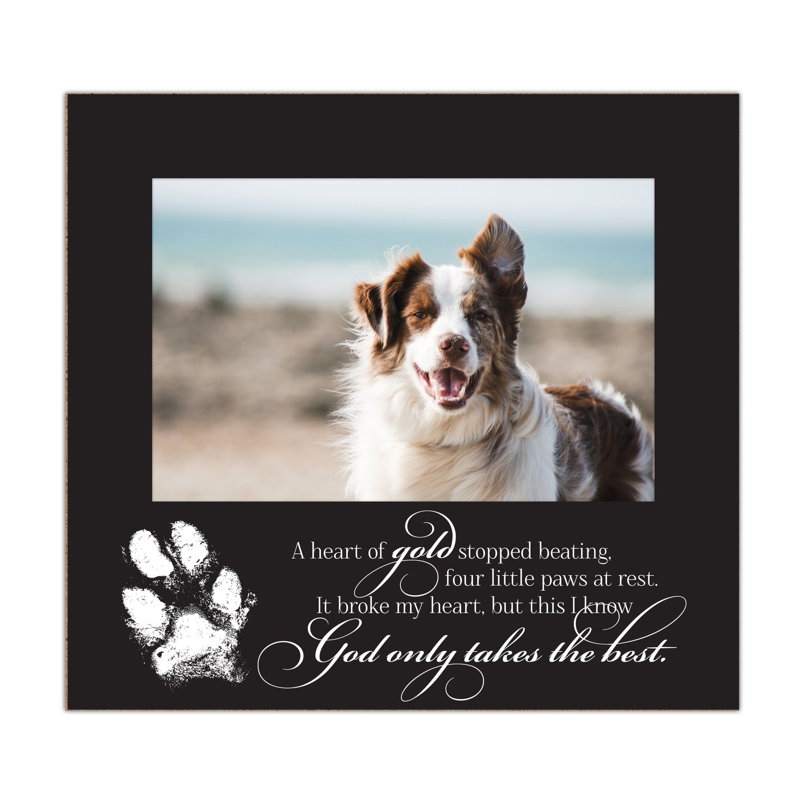 Pet Memorial Photo Frame with Paw Print, 6.875" x 7.5"