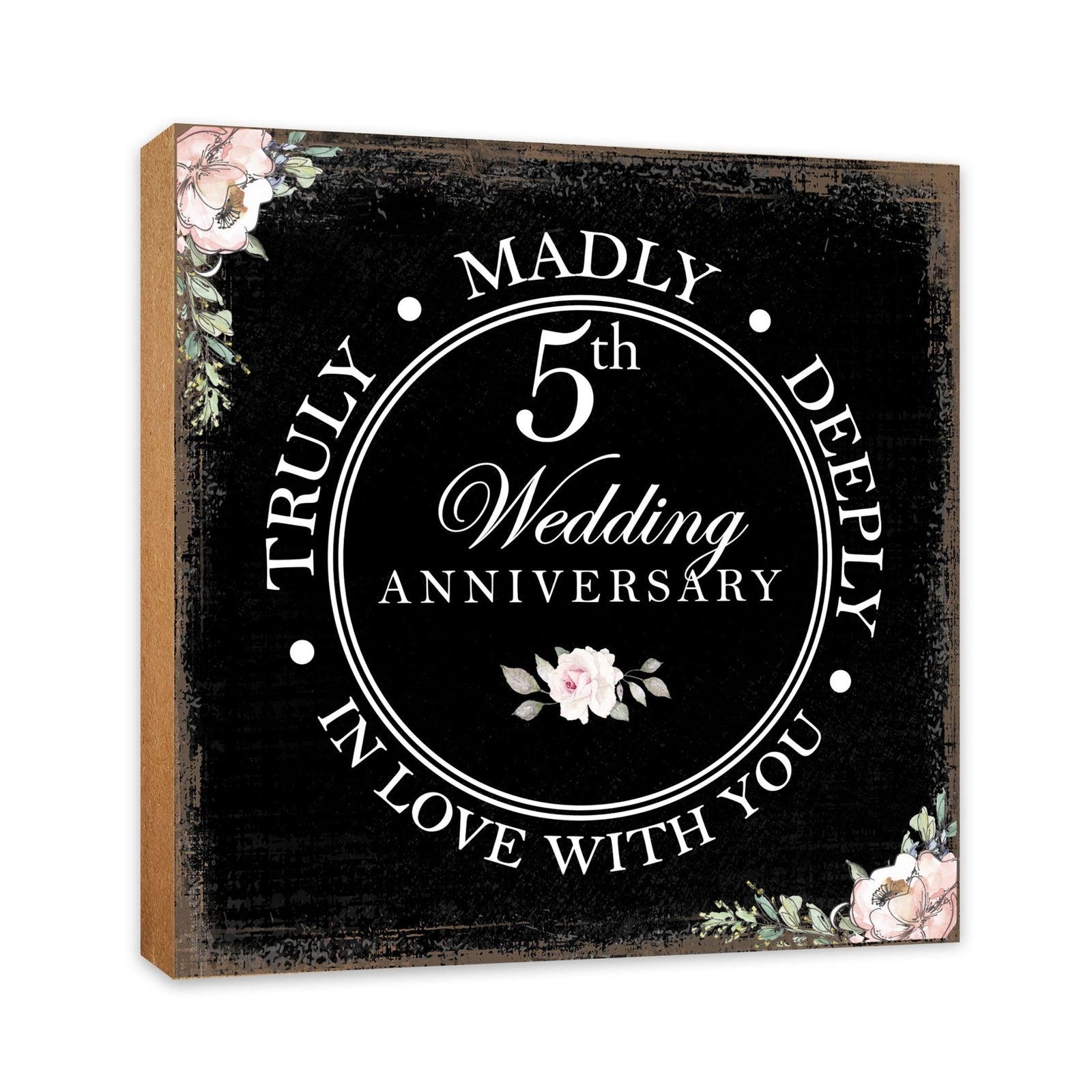 5th Wedding Anniversary Unique Shelf Decor and Tabletop Signs Gift for Couples - In Love With You - LifeSong Milestones