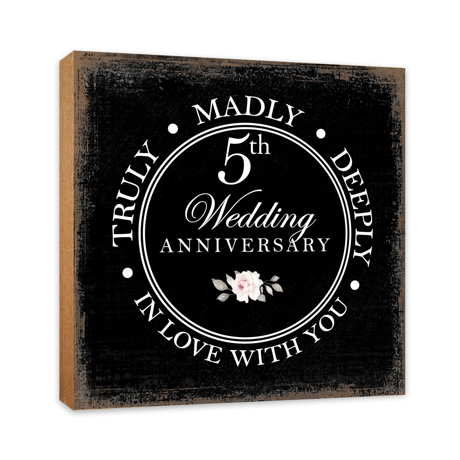 5th Wedding Anniversary Unique Shelf Decor and Tabletop Signs Gift for Couples - In Love With You - LifeSong Milestones