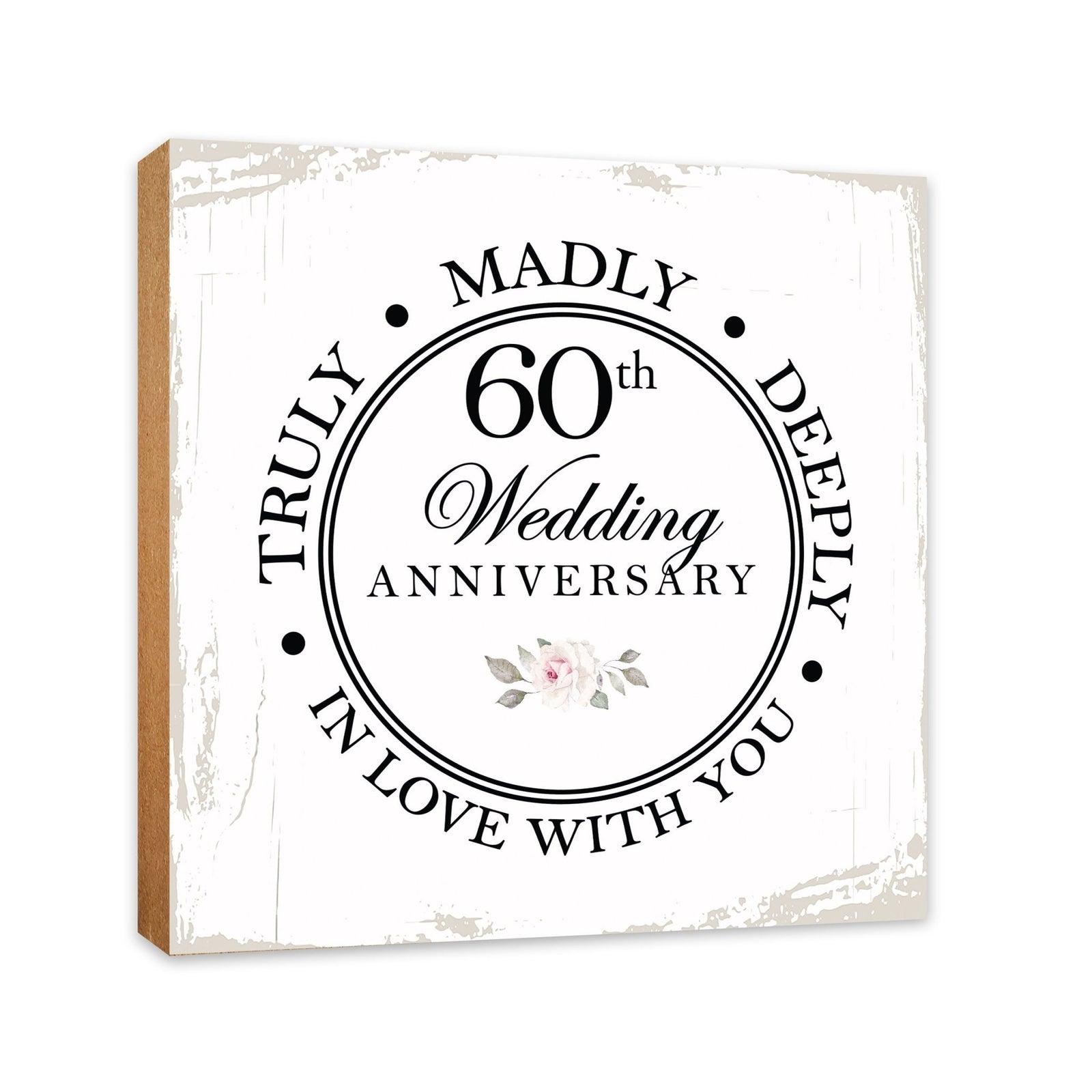 60th Wedding Anniversary Unique Shelf Decor and Tabletop Signs Gift for Couples - In Love With You - LifeSong Milestones