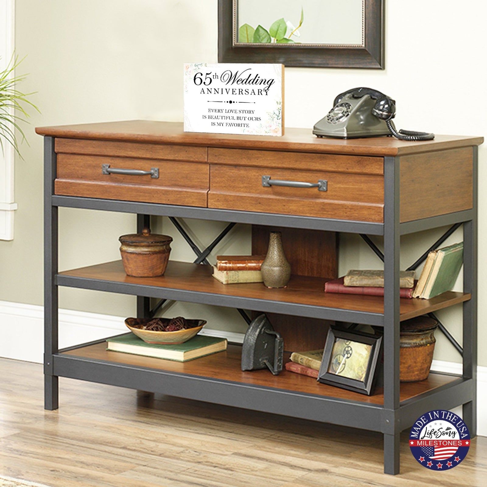 65th Wedding Anniversary Unique Shelf Decor and Tabletop Signs Gift for Couples - Every Love Story - LifeSong Milestones