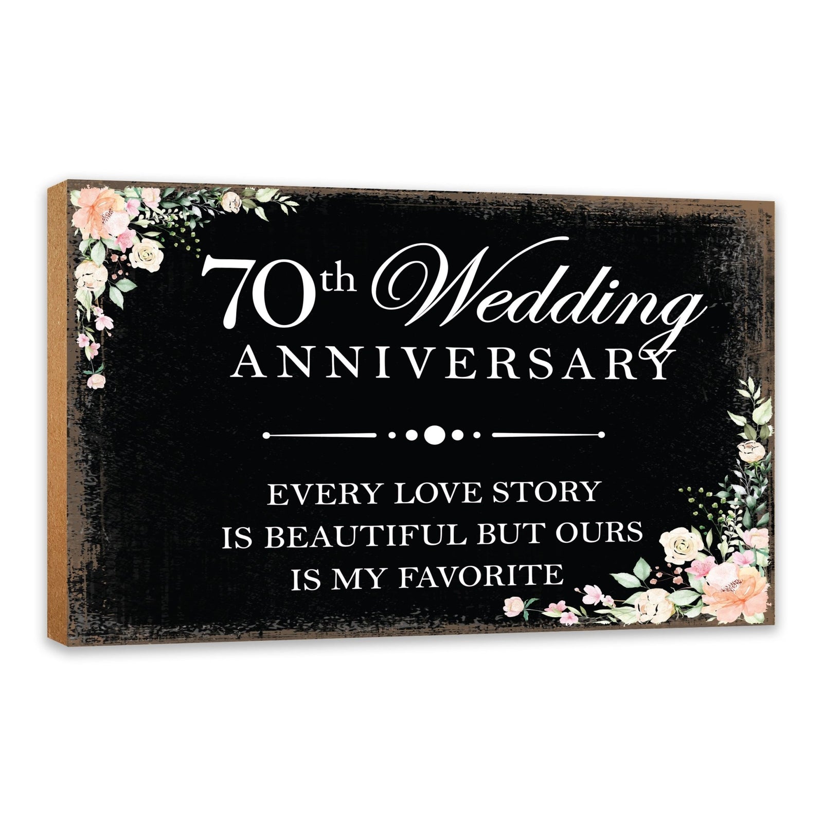 70th Wedding Anniversary Unique Shelf Decor and Tabletop Signs Gift for Couples - Every Love Story - LifeSong Milestones