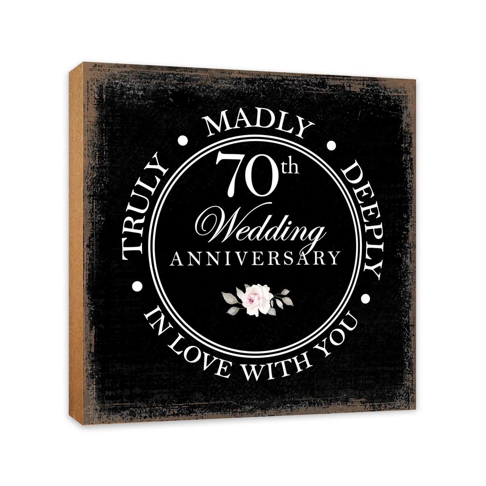 70th Wedding Anniversary Unique Shelf Decor and Tabletop Signs Gift for Couples - In Love With You - LifeSong Milestones