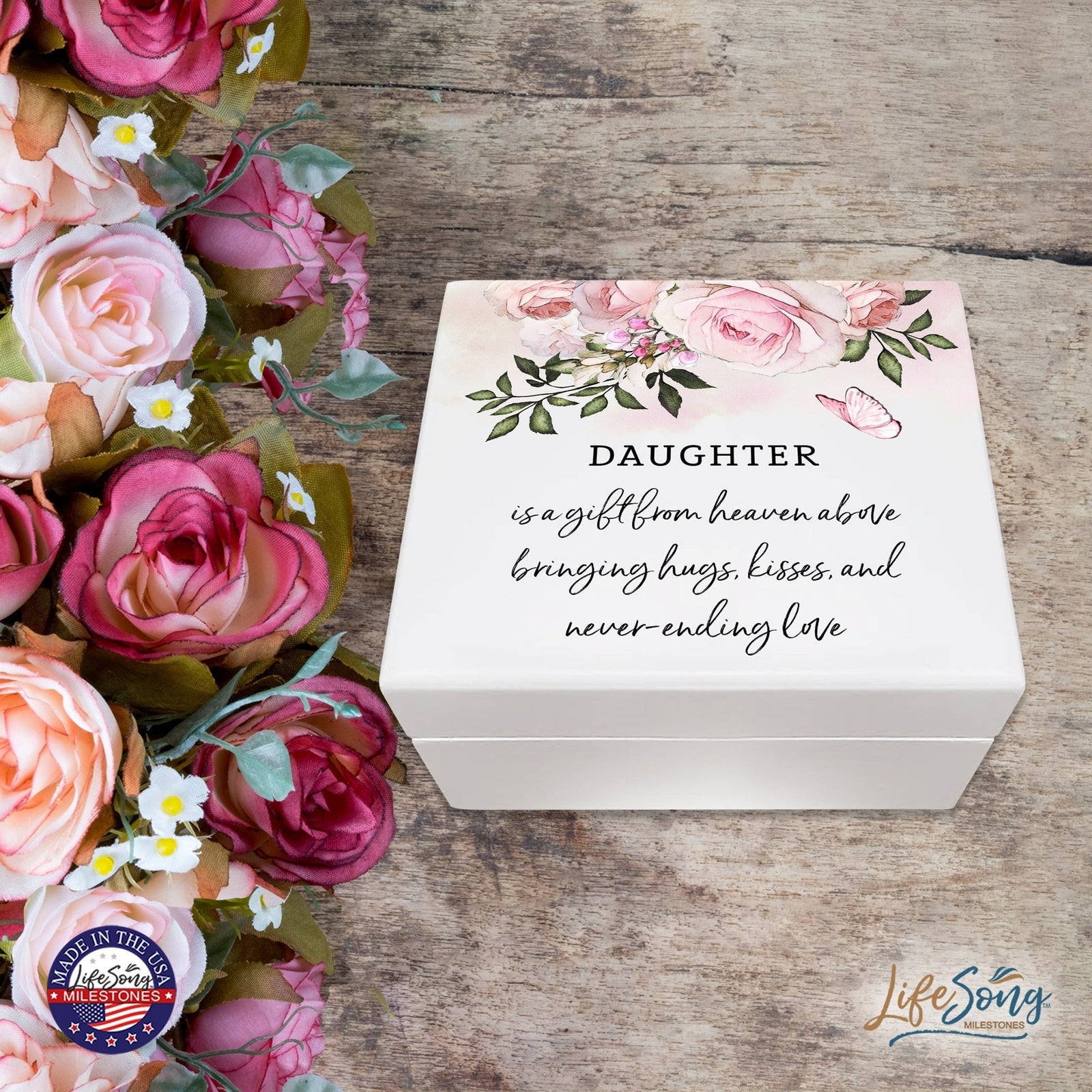 Baptism Jewelry Box Keepsake Gift for Girls - Daughter Is A Gift From Heaven - LifeSong Milestones