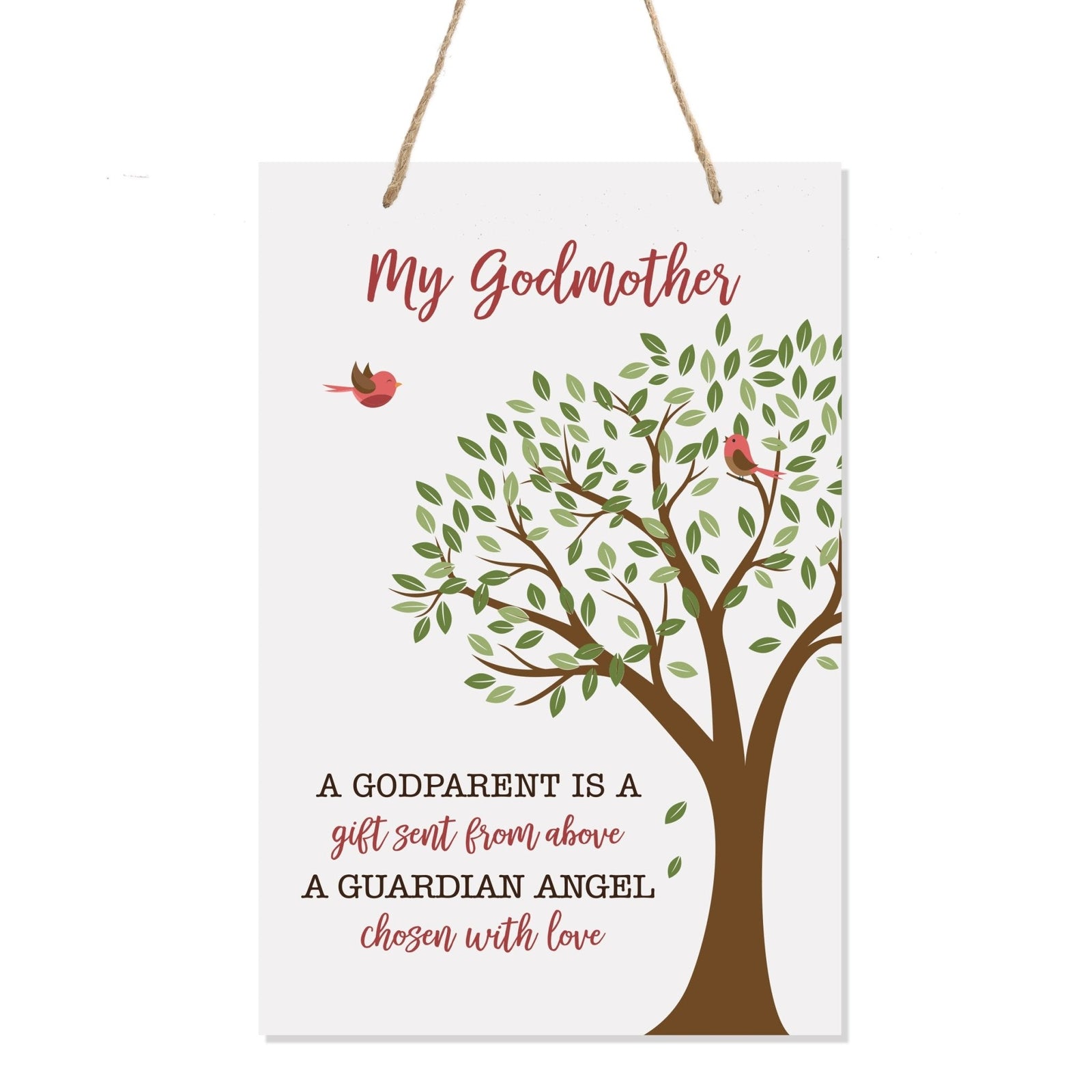 Baptism Wall Hanging Rope Signs Gift for Godmother - A Gift Sent From Heaven - LifeSong Milestones